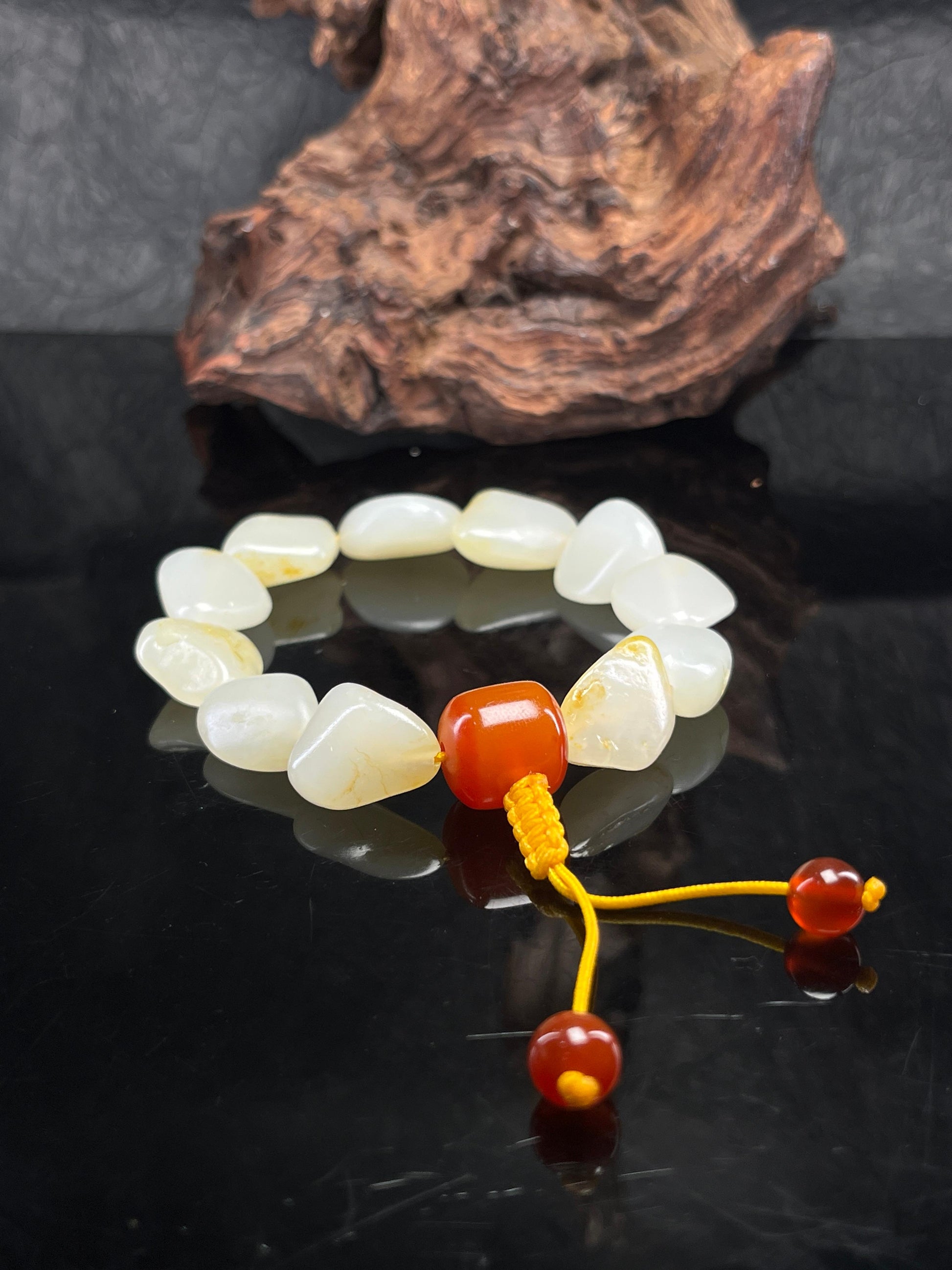 新疆和田玉天然籽料原石白玉手串原籽原皮（yc232506）