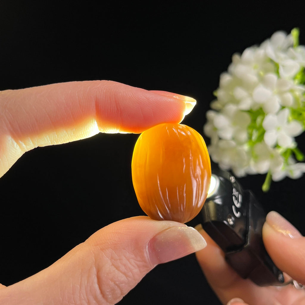 广告流，新疆天然和田玉糖玉“蜜蜡吉枣”红枣雕刻挂件（yc312733）