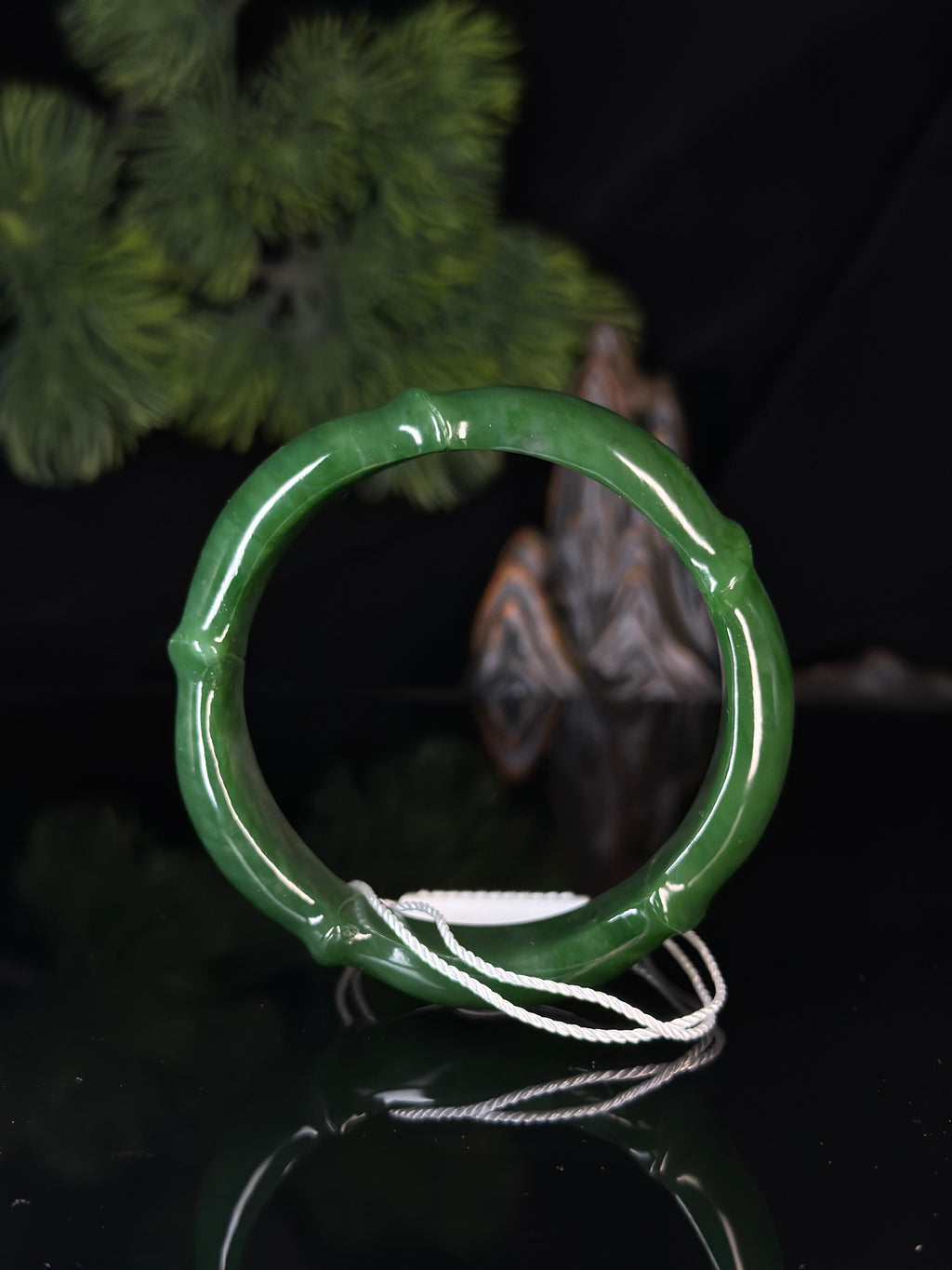 精品和田玉节节高升碧玉竹节镯（卡57）（yc744107）