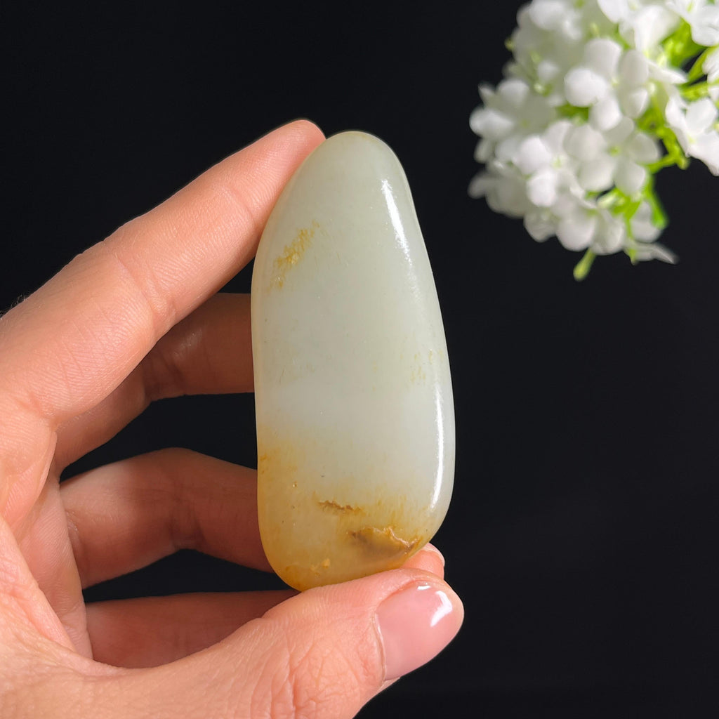 和田玉高青白黄沁洒金皮“玉栖金沁”籽料原石（yc295041）