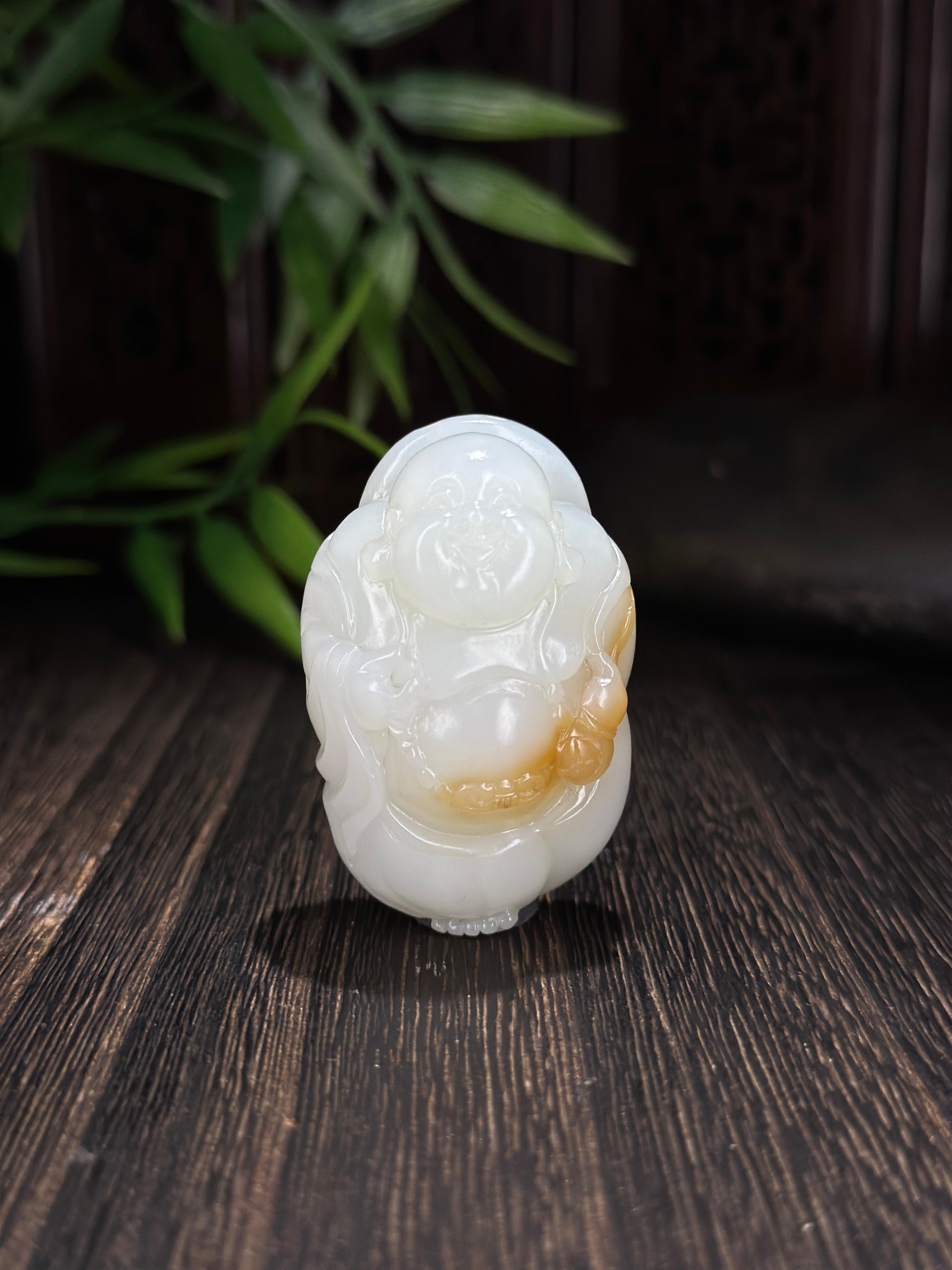 和田玉糖白弥勒佛挂件（yc702517）