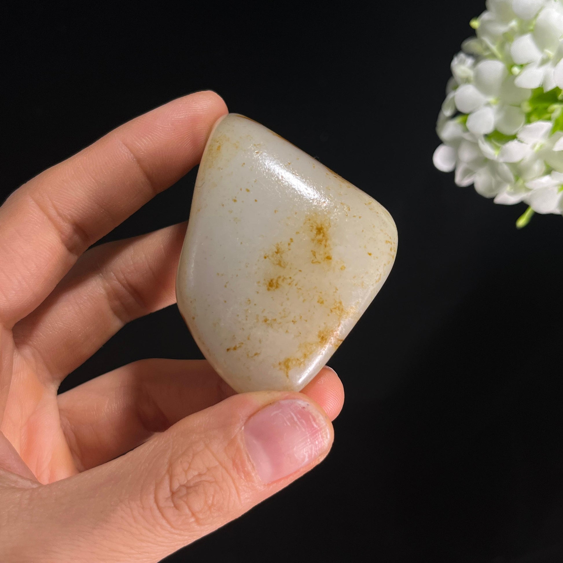 和田玉一级暖白玉洒金皮“玉上秋纹”籽料原石（yc285377）