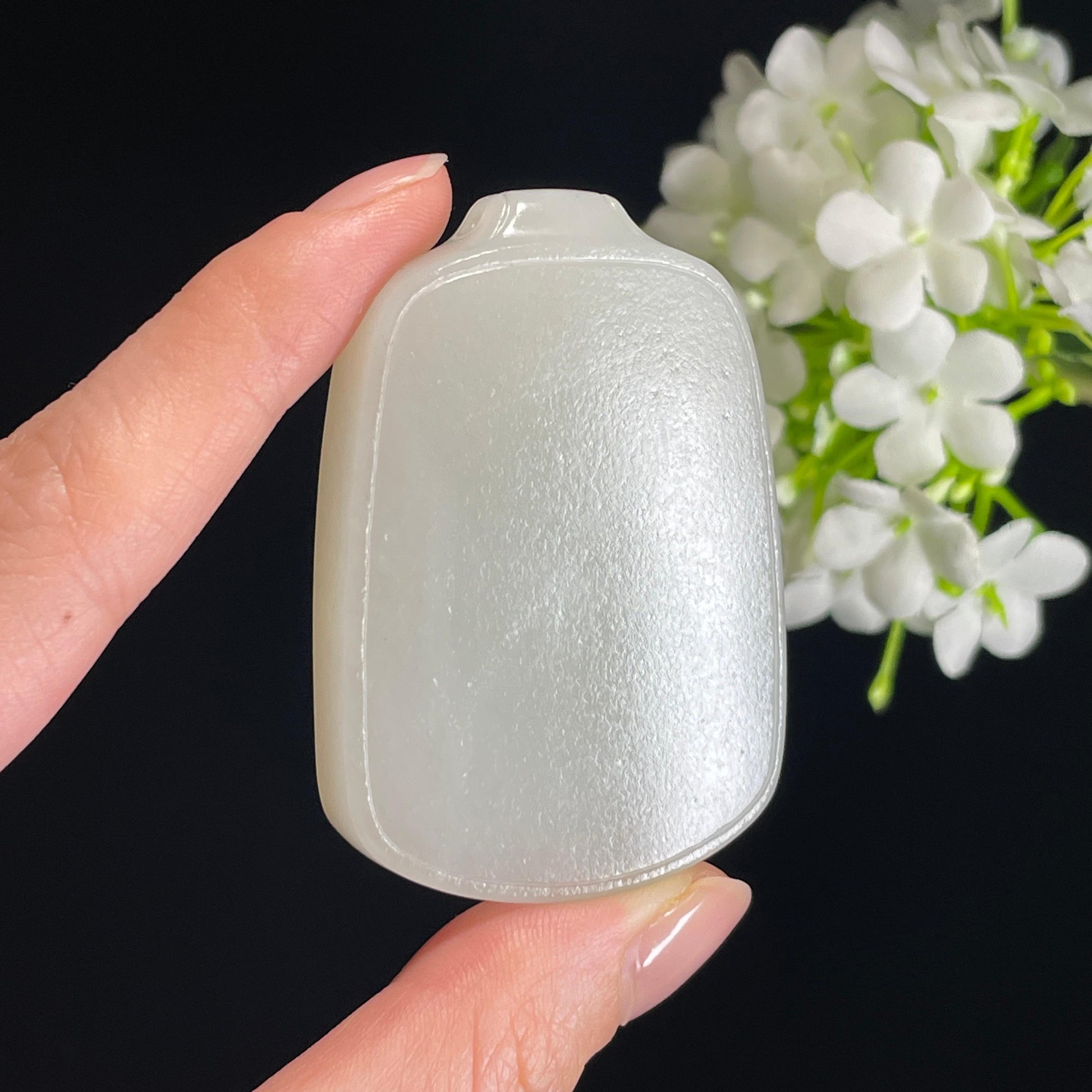 和田玉籽料白玉“润形素安无事牌” （留皮）（yc325528）