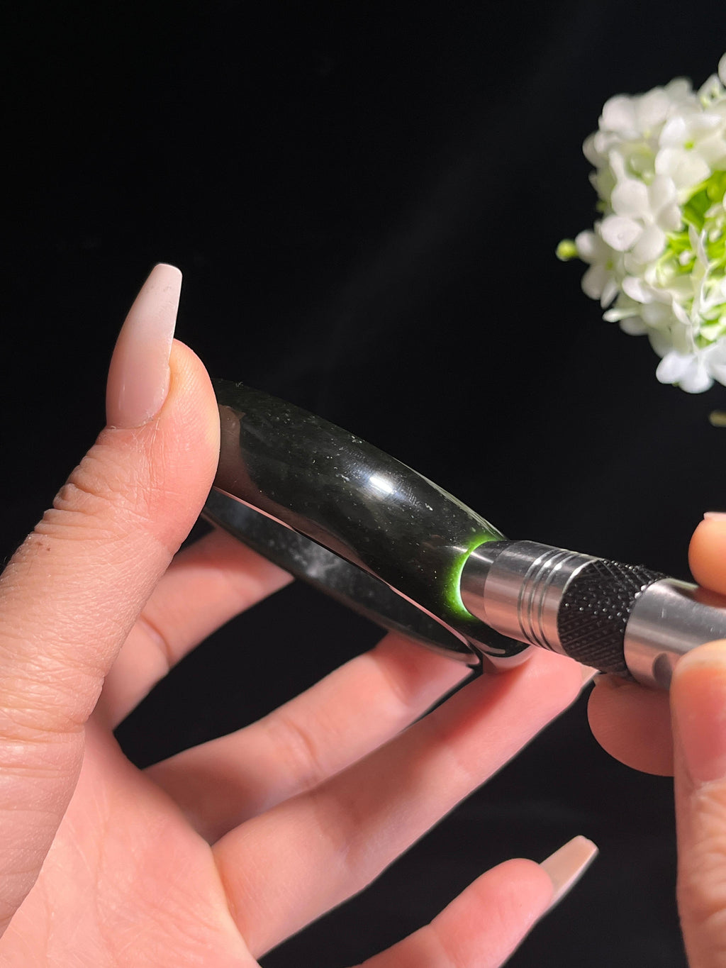 新疆天然和田玉塔青料手镯轮胎镯2（卡60）（yc260248）