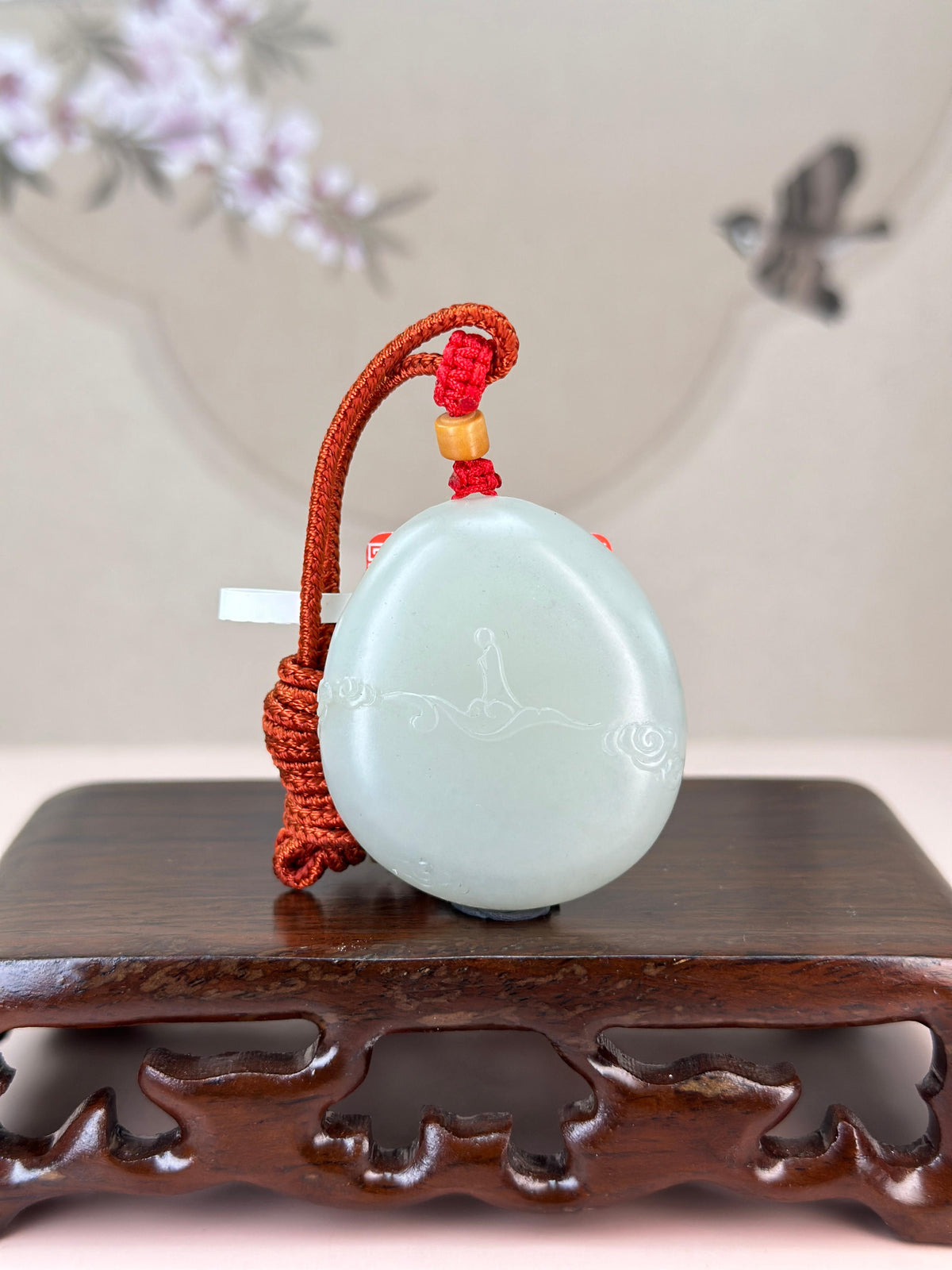珍品新疆和田玉聚红皮白玉籽料财神挂件（yc765850）
