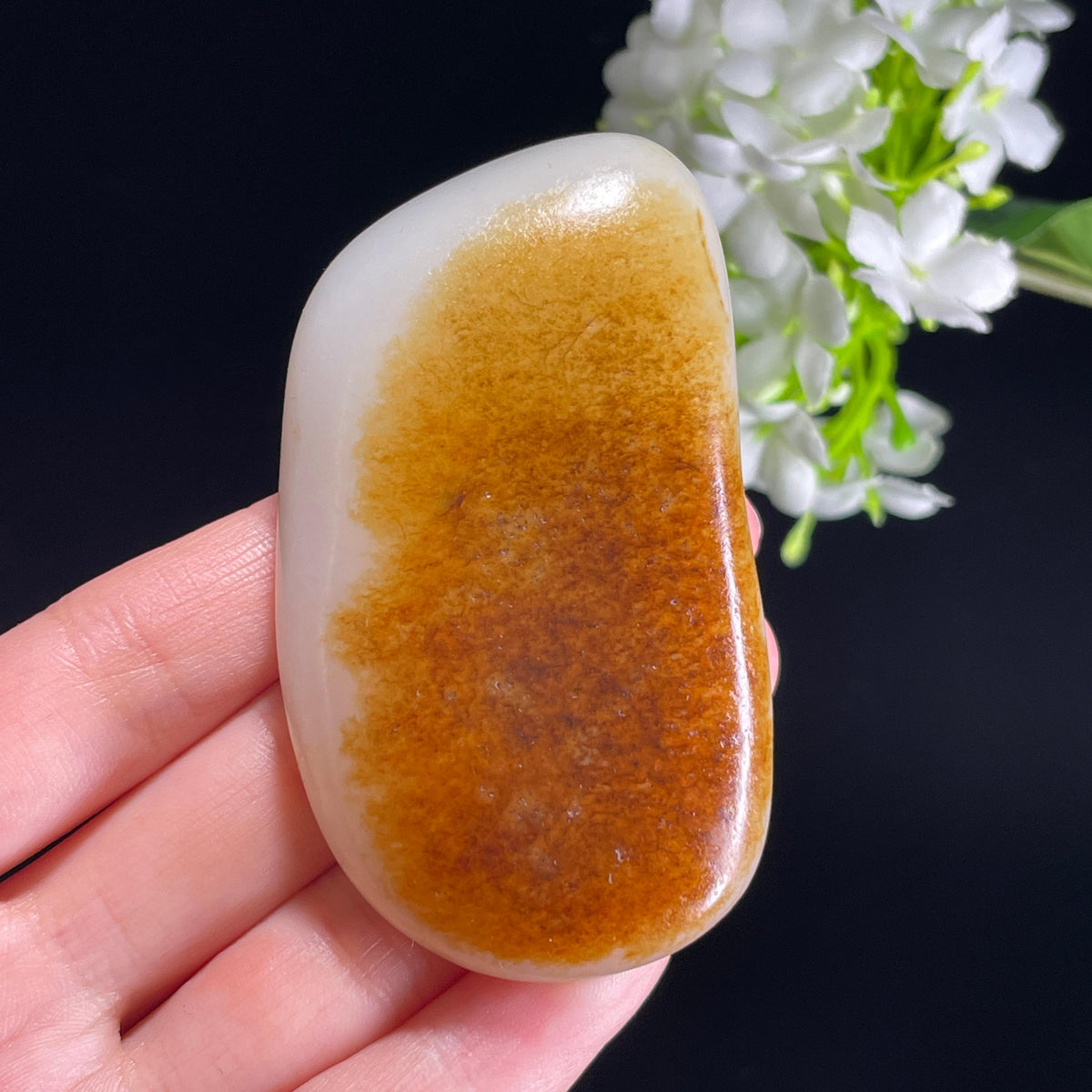 和田玉一级白秋梨洒金皮“秋漠杨林”双面皮籽料（yc342060）