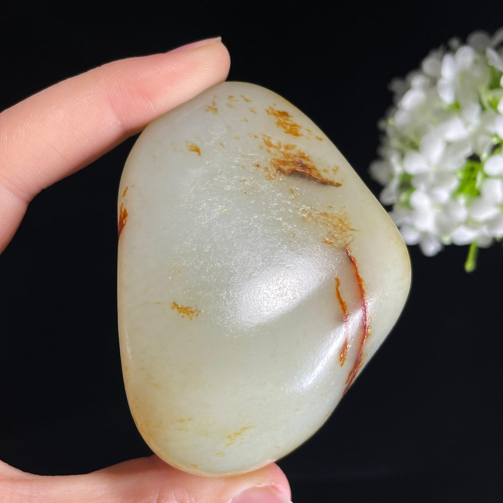 和田玉“流红覆雪”白玉洒红皮籽料（yc425057）