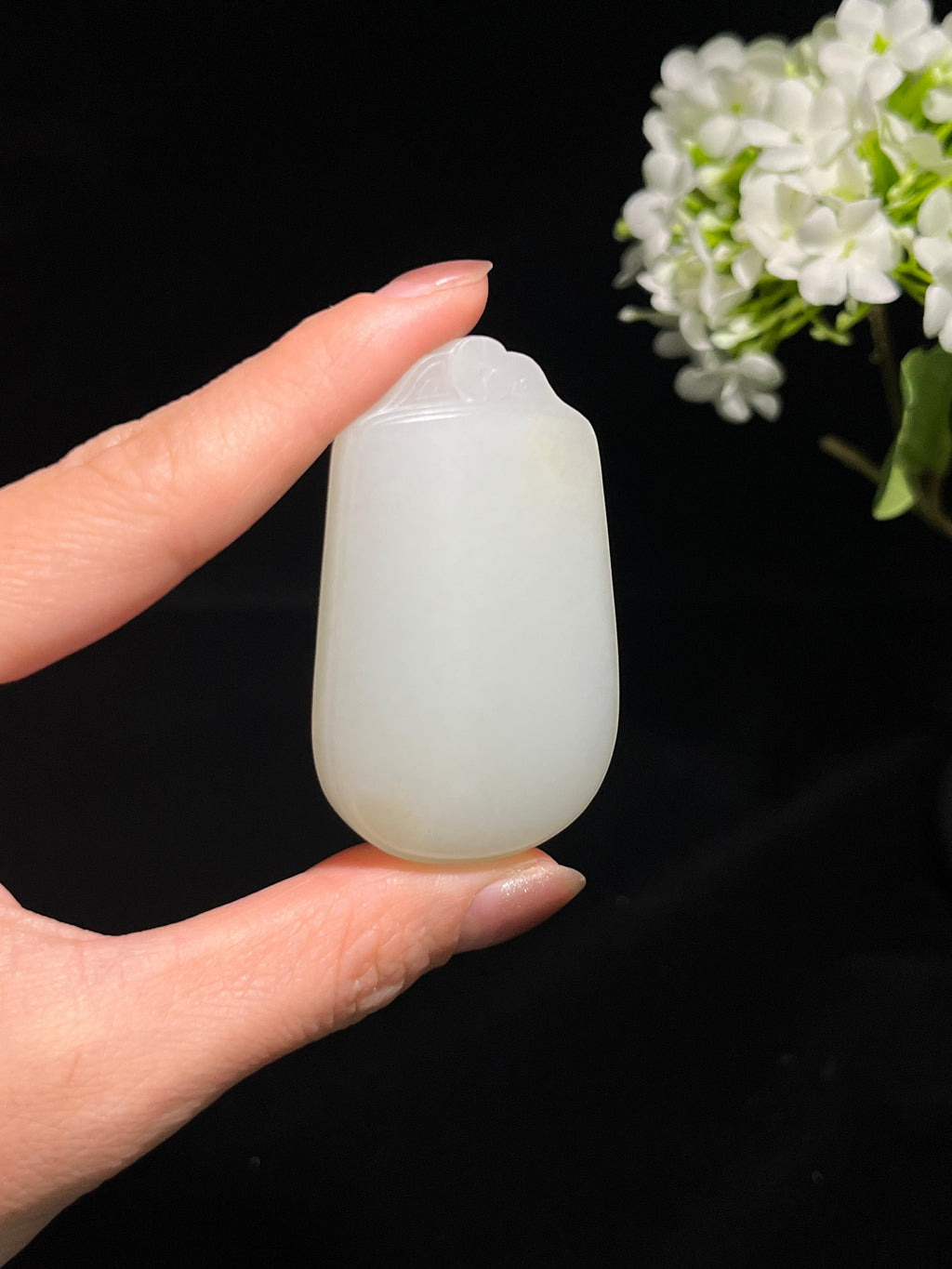 和田玉白玉籽料带皮平安无事牌（yc250455）