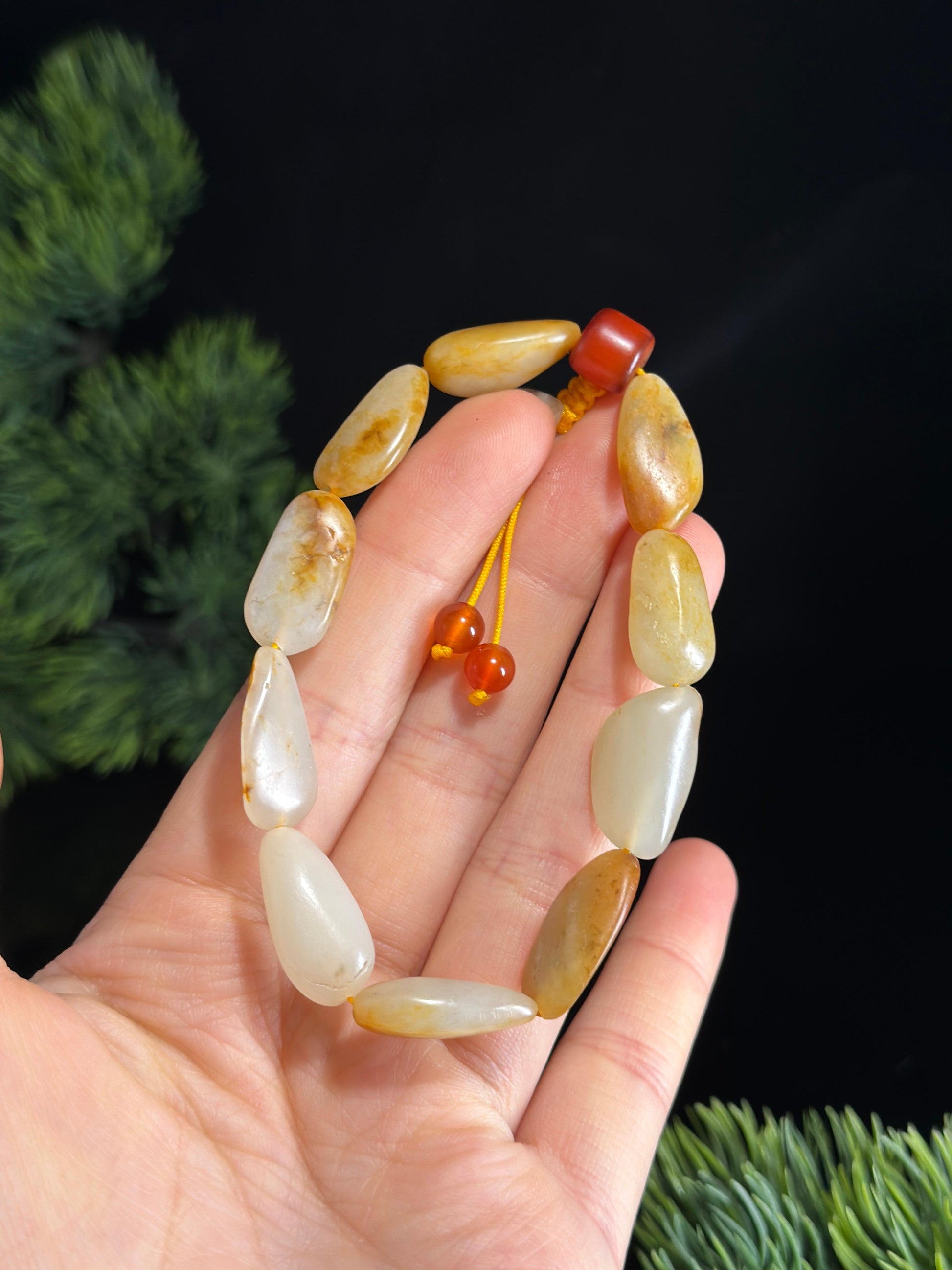 广告流，新疆和田玉红皮洒金皮原籽手串（10颗）（yc461929）