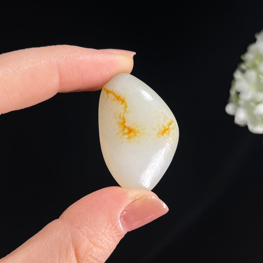 和田玉一级白玉洒金皮“金痕沁玉”籽料原石（yc286958）