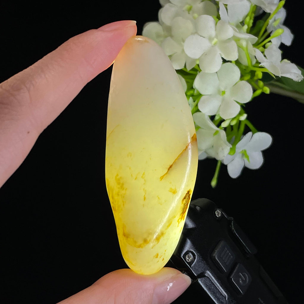 和田玉白玉洒金皮“雪叶流金”籽料原石（yc310059）