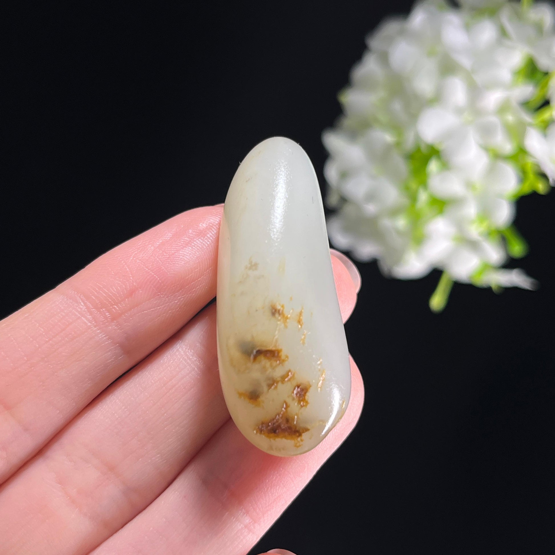 和田玉白玉“寒林宿雾”洒金皮籽料（yc351075）