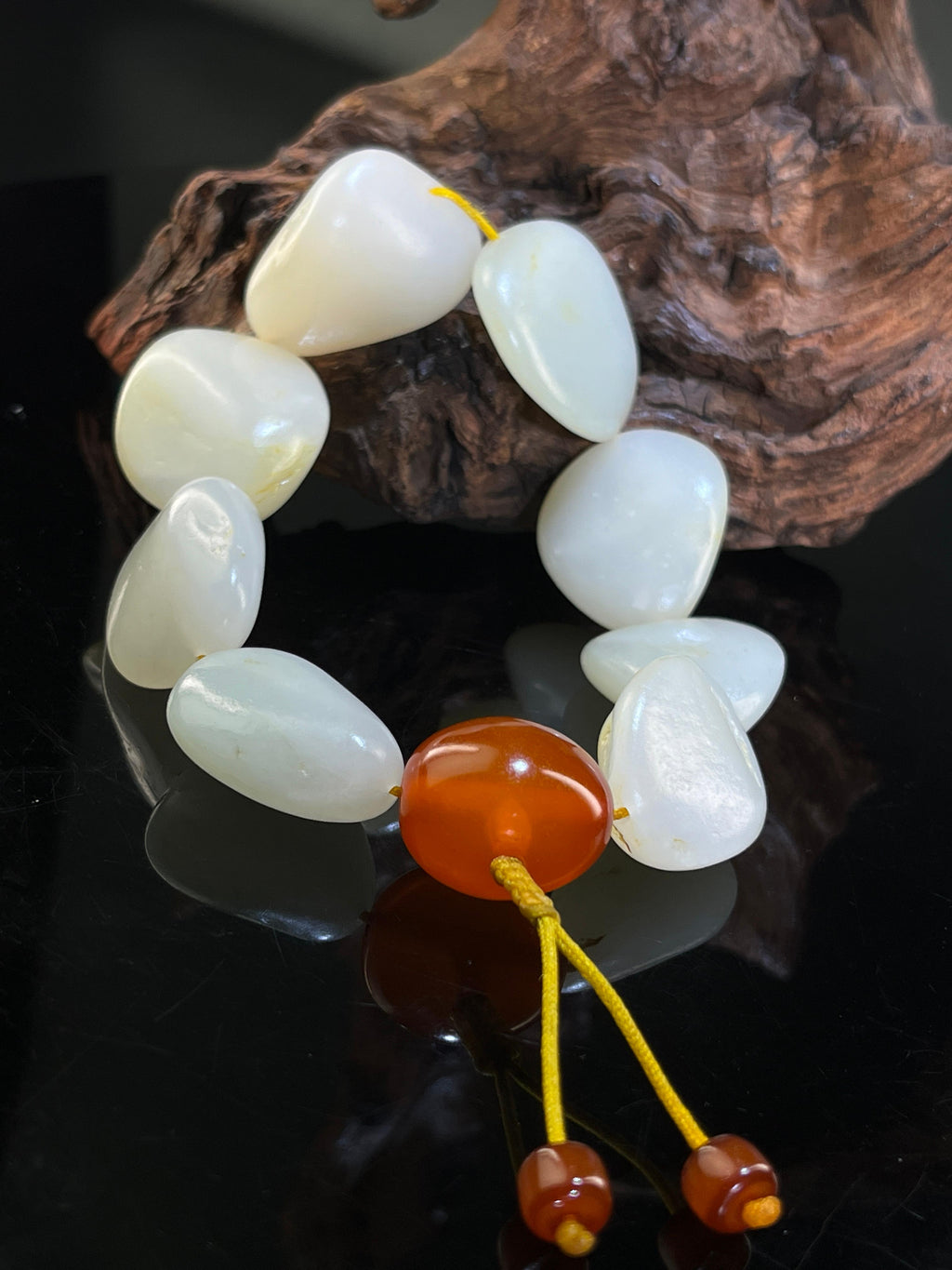 新疆和田玉光白籽手串（yc229354）