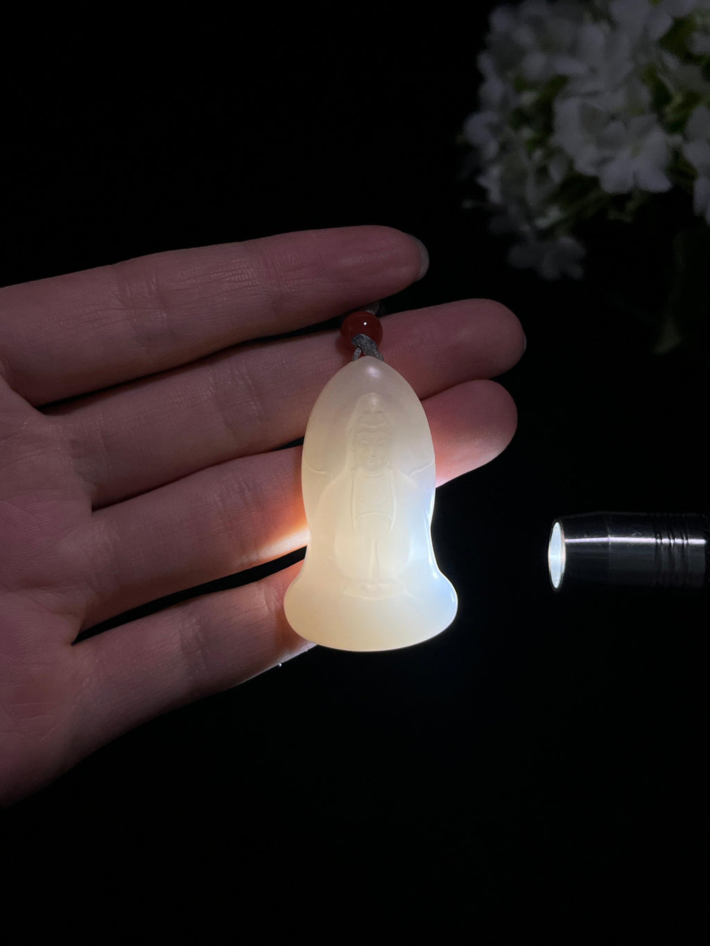 和田玉白玉观音雕刻挂件（yc250393）