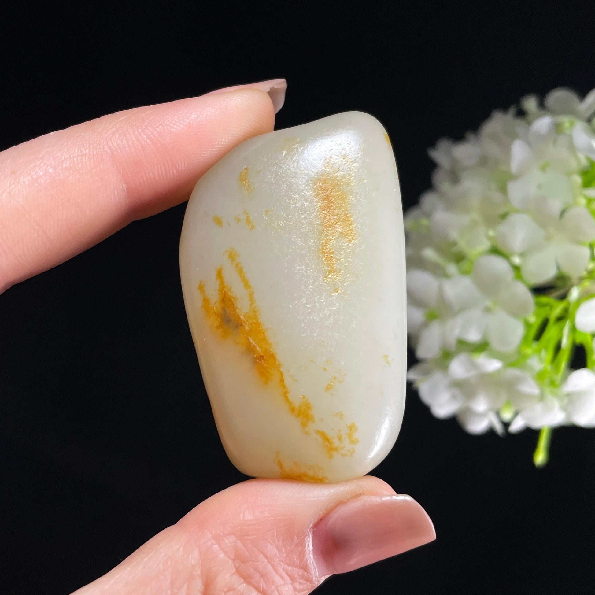 和田玉白玉“秋溪流纹”洒金皮籽料（yc388563）