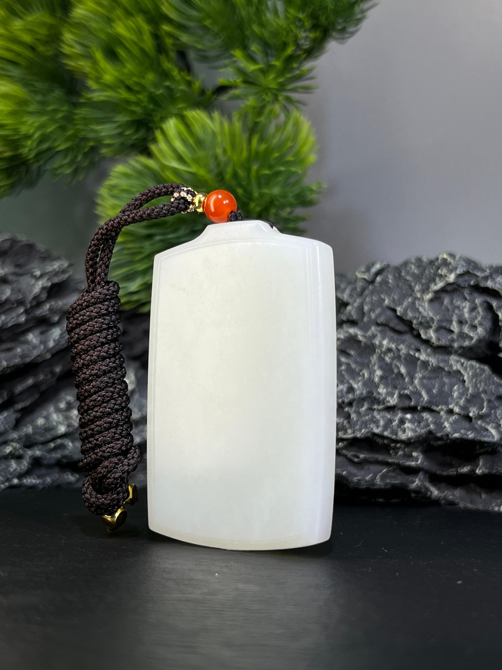 和田玉高青白玉平安无事牌（yc228788）