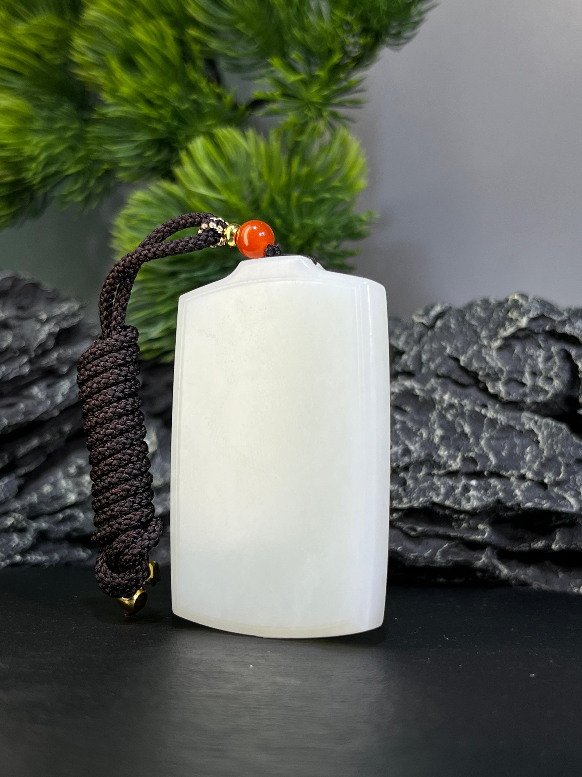 和田玉高青白玉平安无事牌（yc228788）