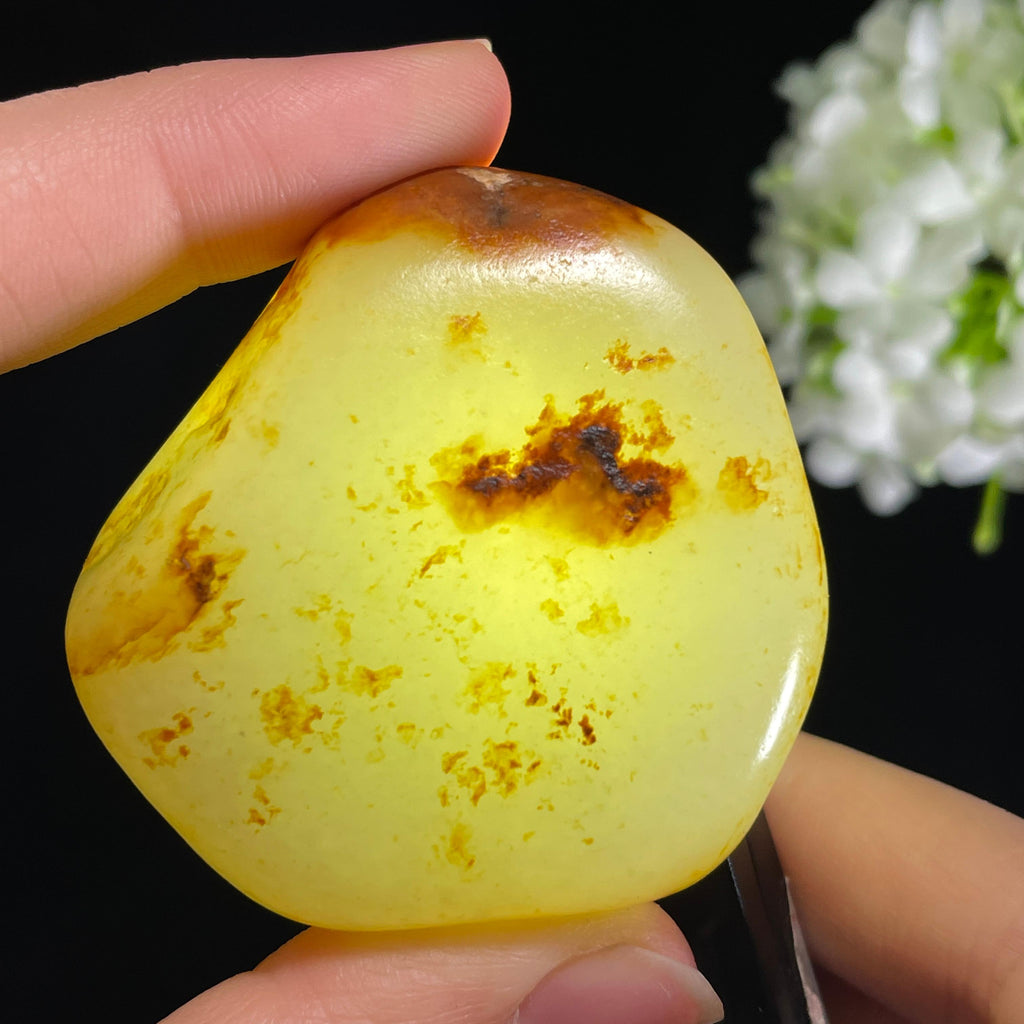 和田玉白玉“秋巅落金”洒金聚红皮籽料（yc425041）