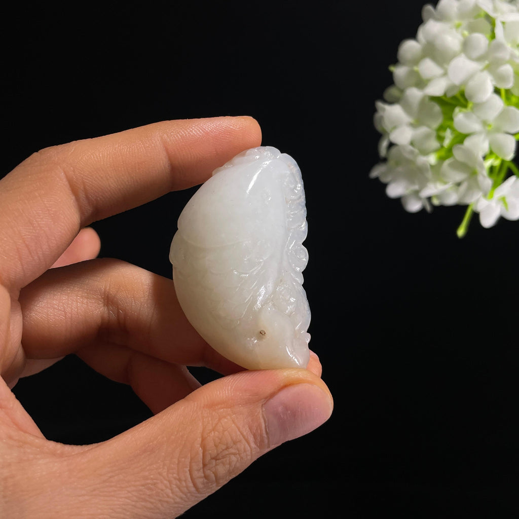 新疆天然和田玉白玉“如鱼得水”鲤鱼雕刻挂件（yc317310）