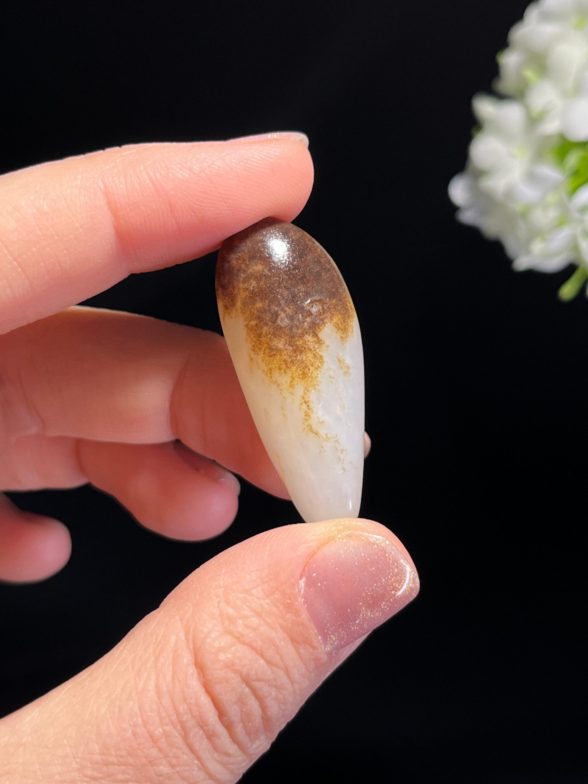 和田一级白玉秋梨皮水滴型“聚宝盆”籽料原石（yc264497）