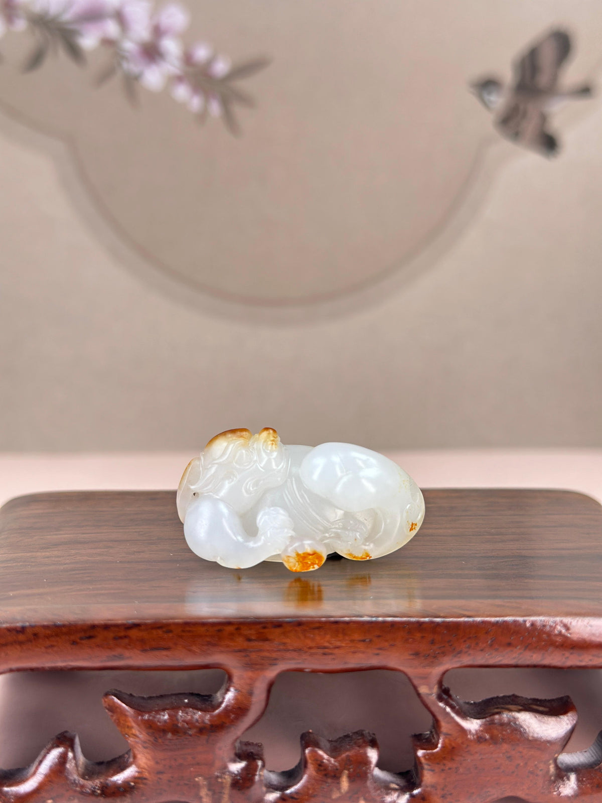 珍品新疆和田玉红皮白肉貔貅籽料挂件（yc766128）
