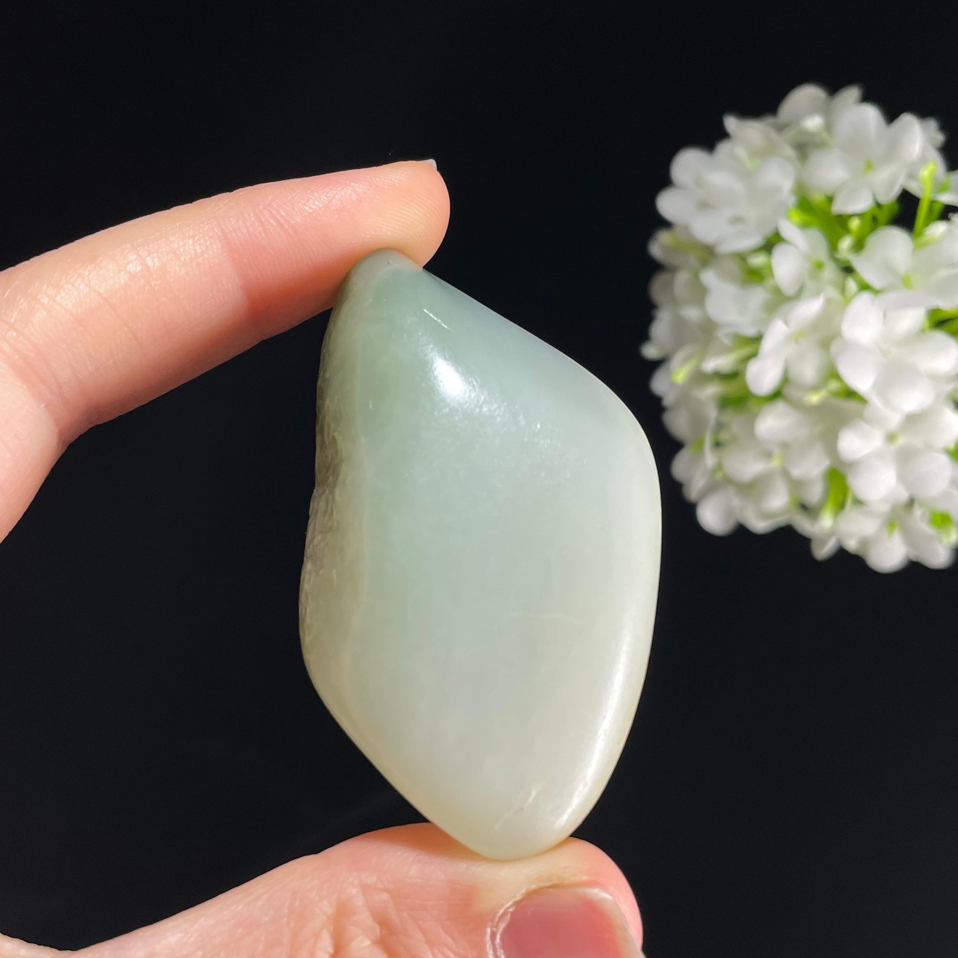 新疆和田玉“青雾原璞”带翠白玉（yc446162）