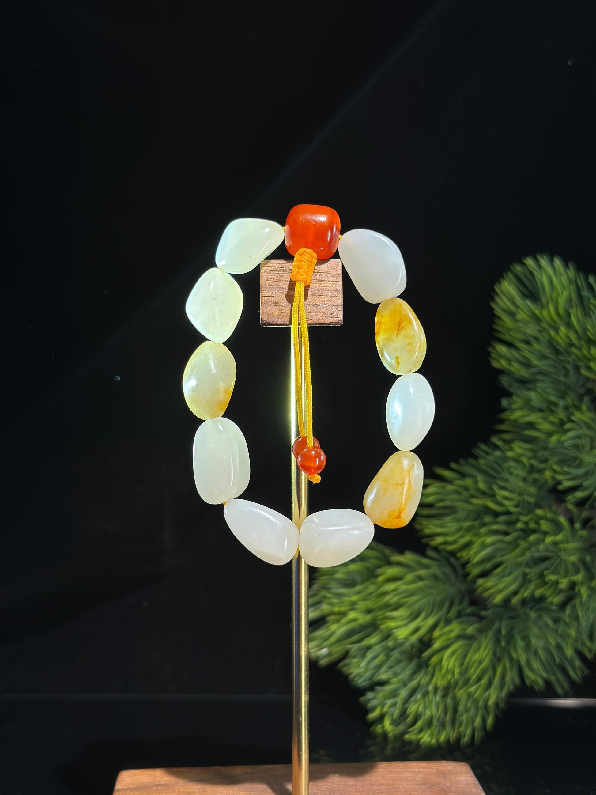新疆和田玉光白籽红皮洒金皮原籽手串（10颗）（yc506346）