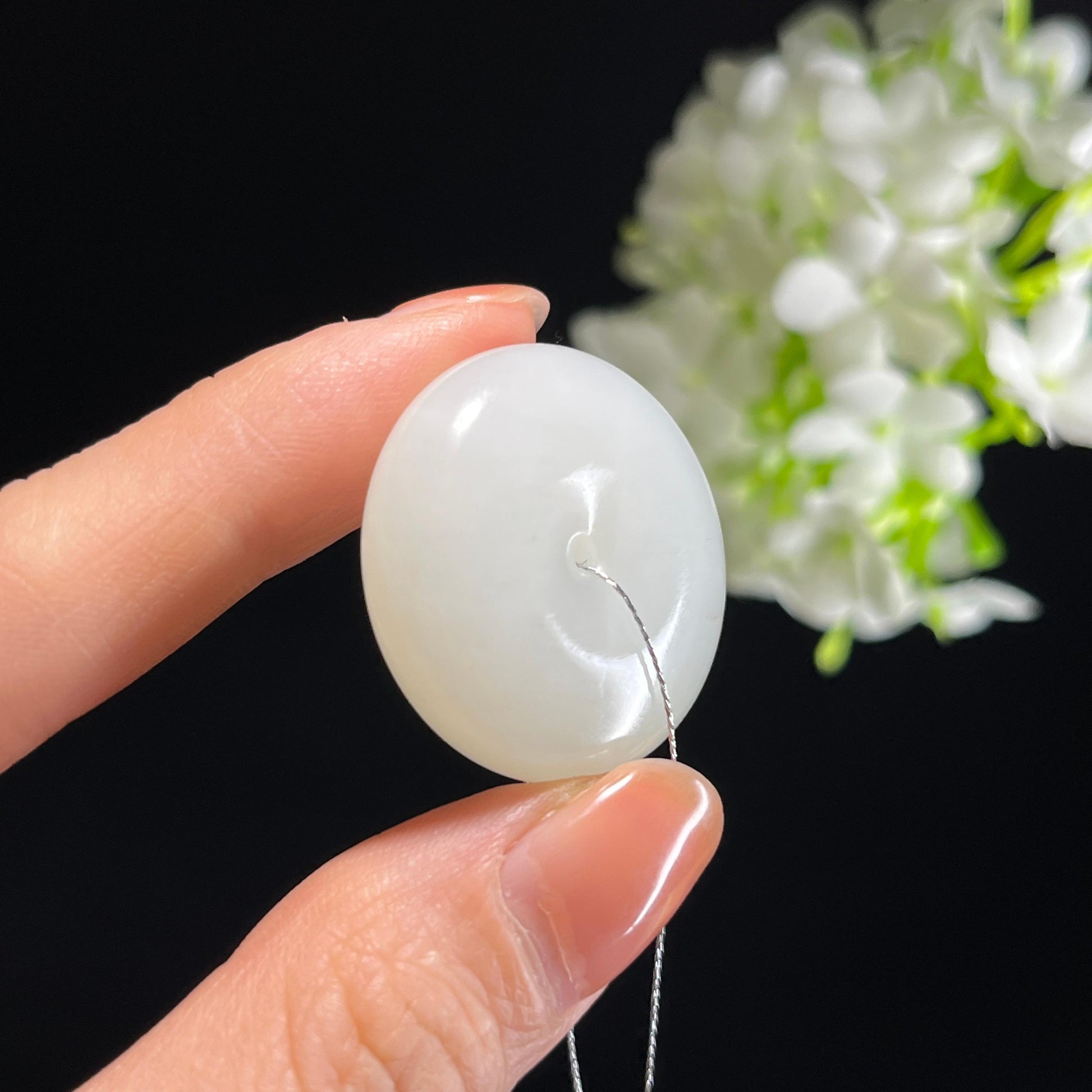 新疆天然和田玉白玉平安扣（yc348883）