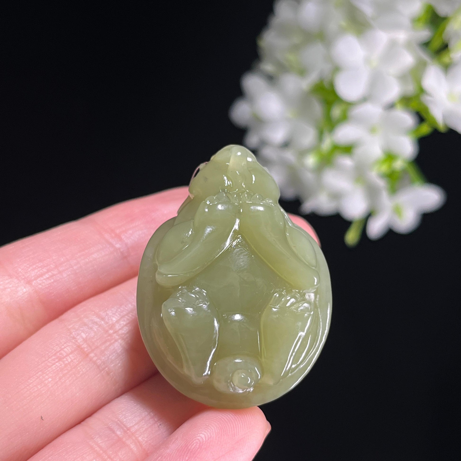 新疆天然和田玉若羌黄口龙龟挂件（yc367230）