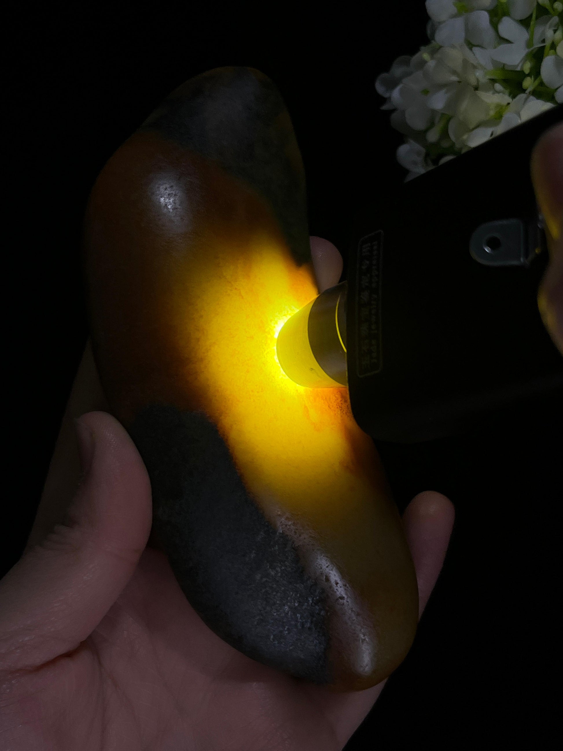 新疆和田玉三色皮特色“飞旋逐运”籽料原石（yc255461）