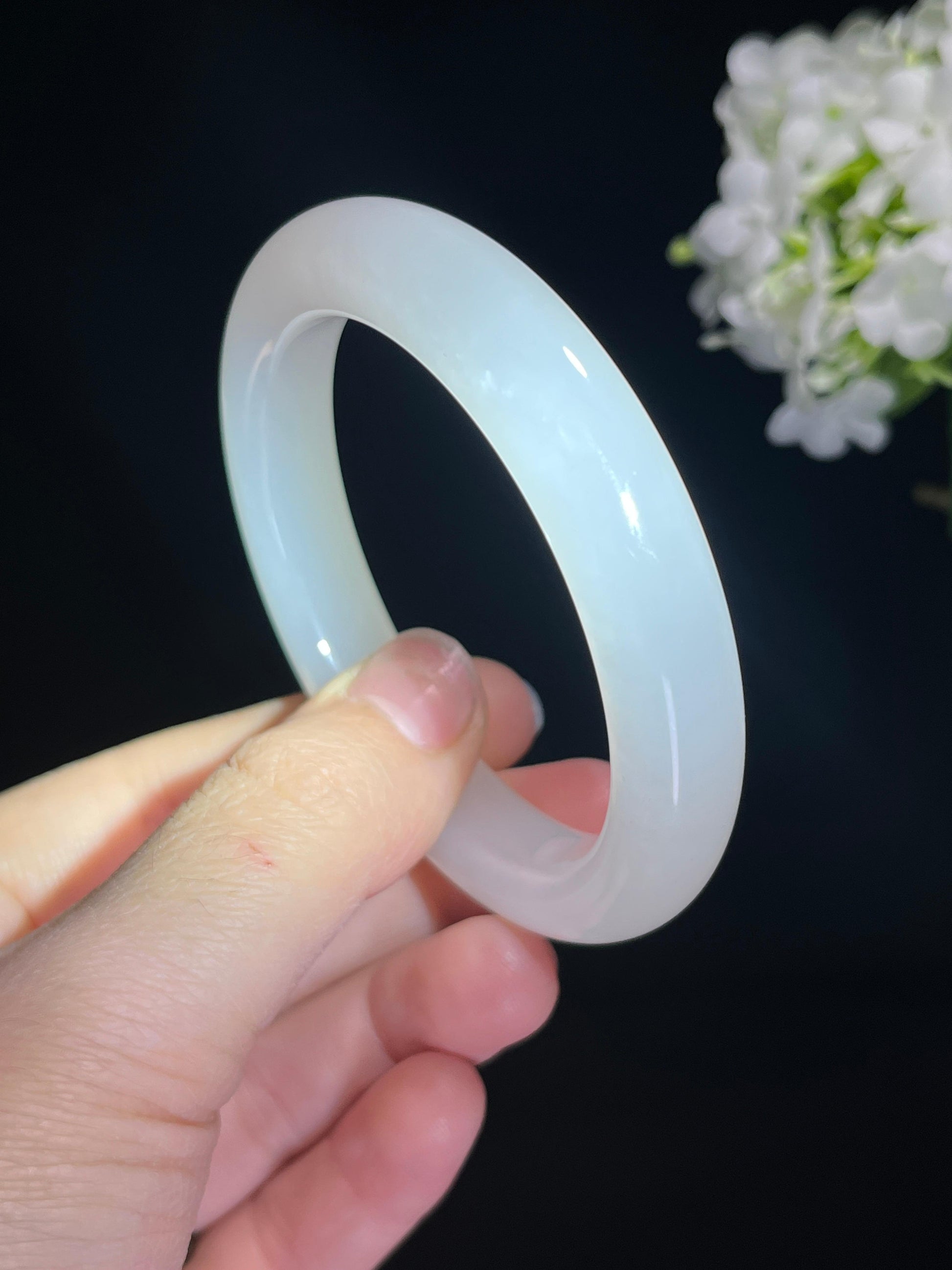 新疆天然和田玉羊脂白玉手镯精品6（卡57）（yc258365）