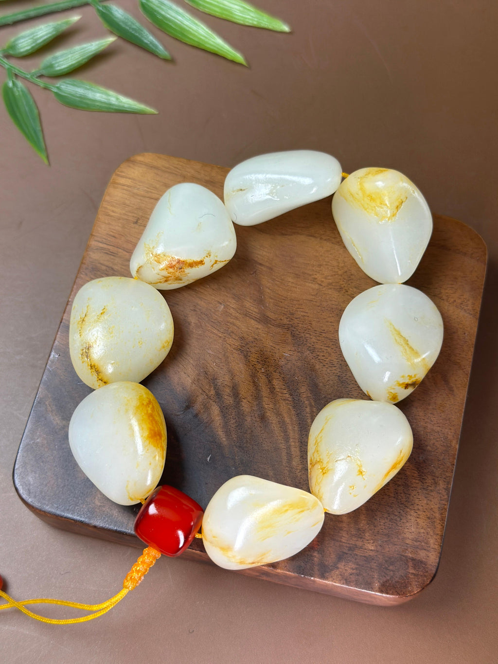 珍品新疆和田玉籽料洒金皮原籽手串（8颗）（yc783145）