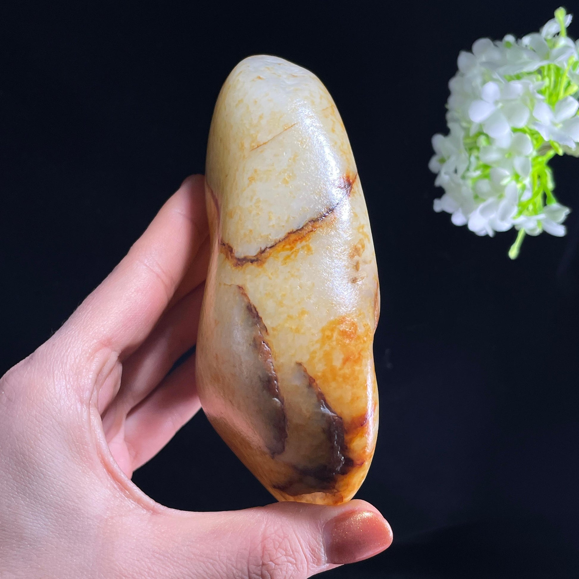 和田玉白玉“金缕涵光”洒金皮籽料（yc387522）