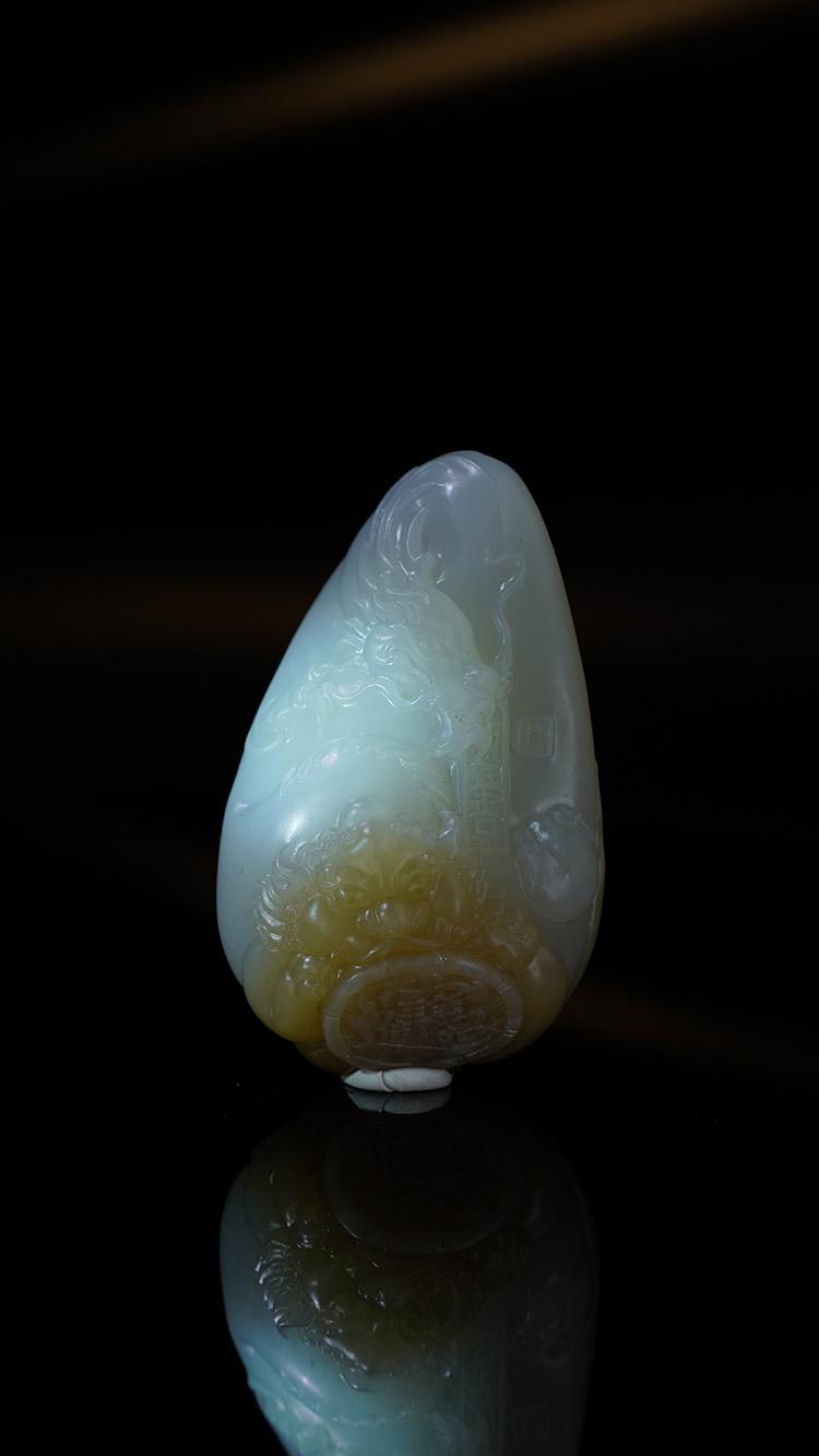 新疆和田玉籽料糖白“招财纳福”特色雕刻挂件（yc248585）