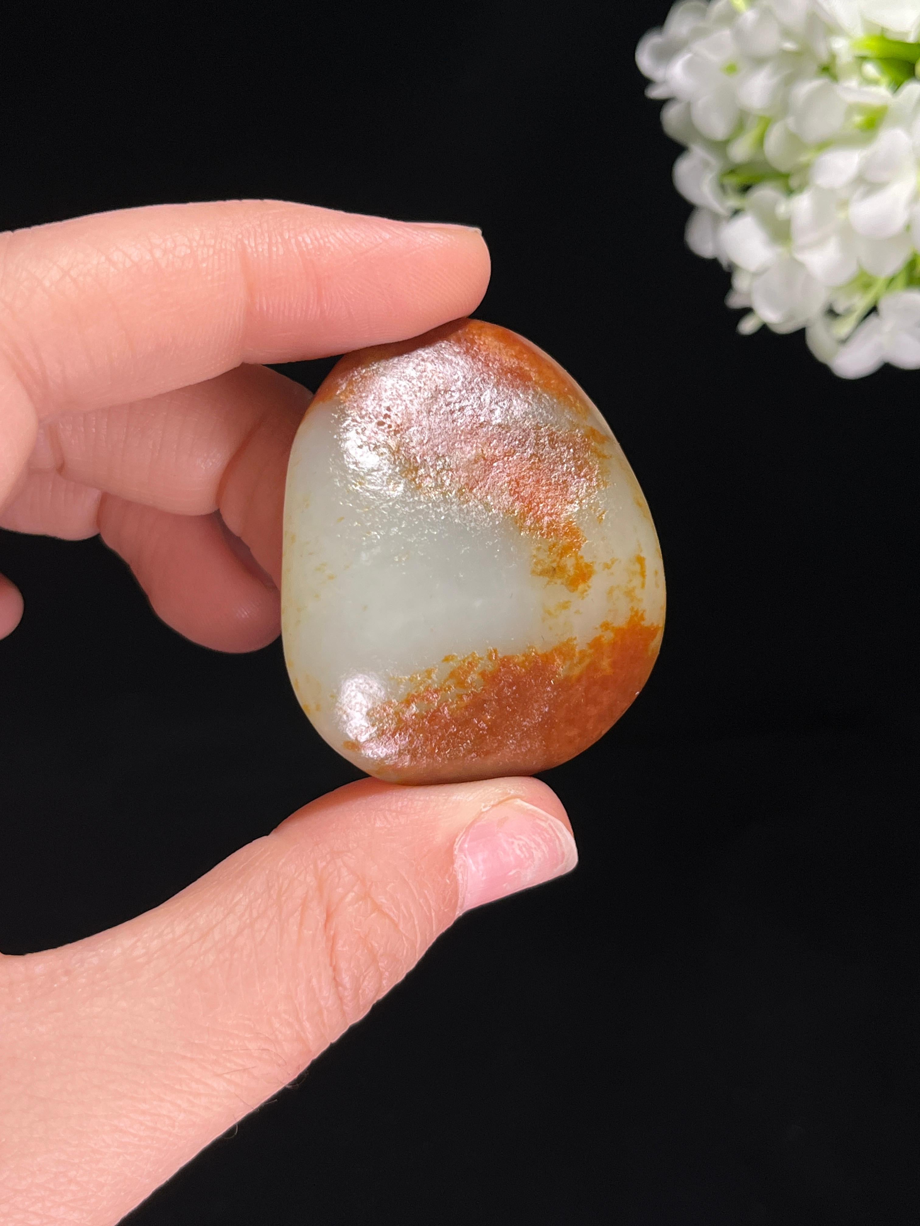 和田玉白玉洒金皮聚红皮籽料原石（yc258664） – 添福玉器