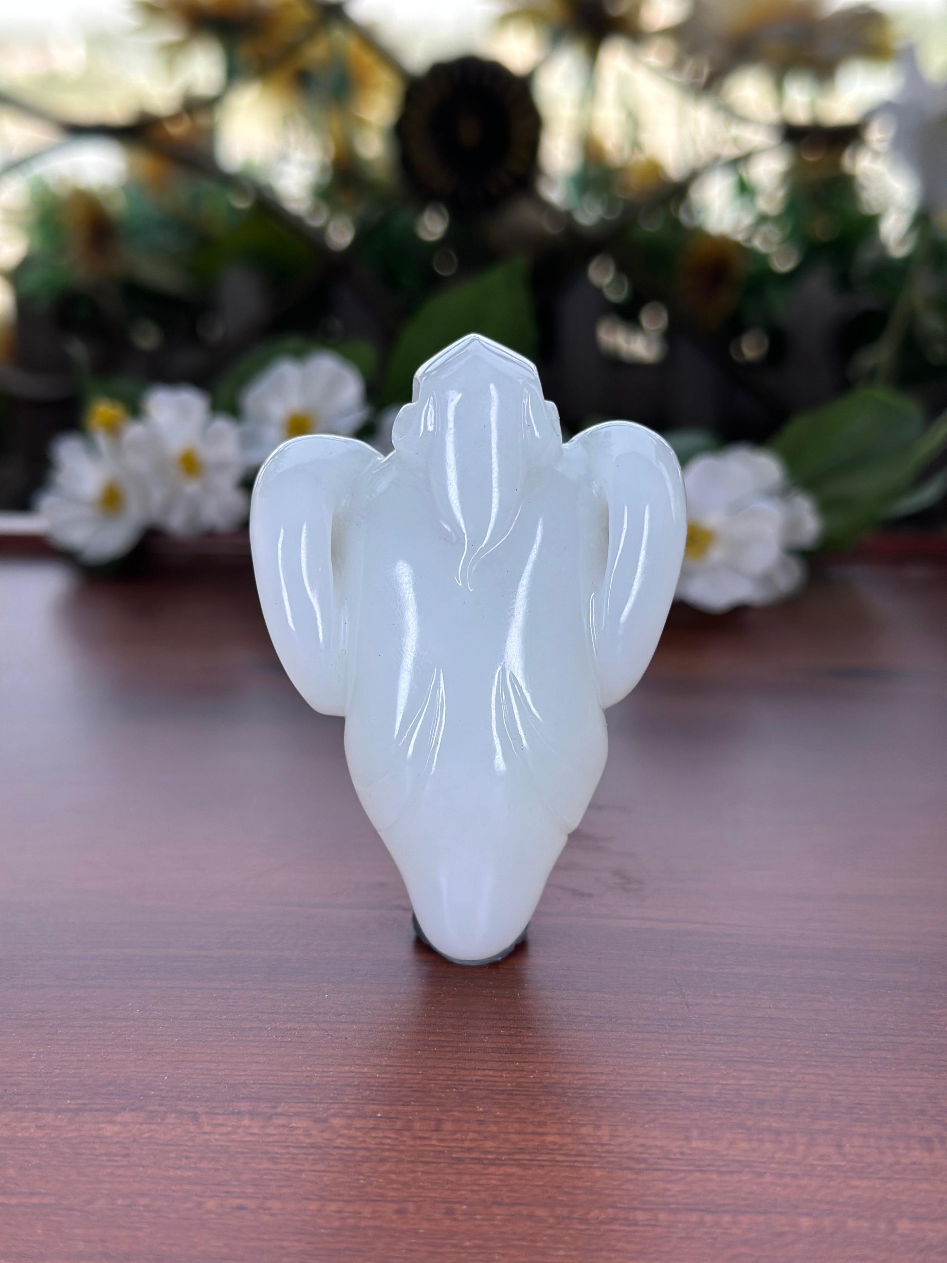 和田玉白玉饕餮兽面金刚杵挂件（yc705031）
