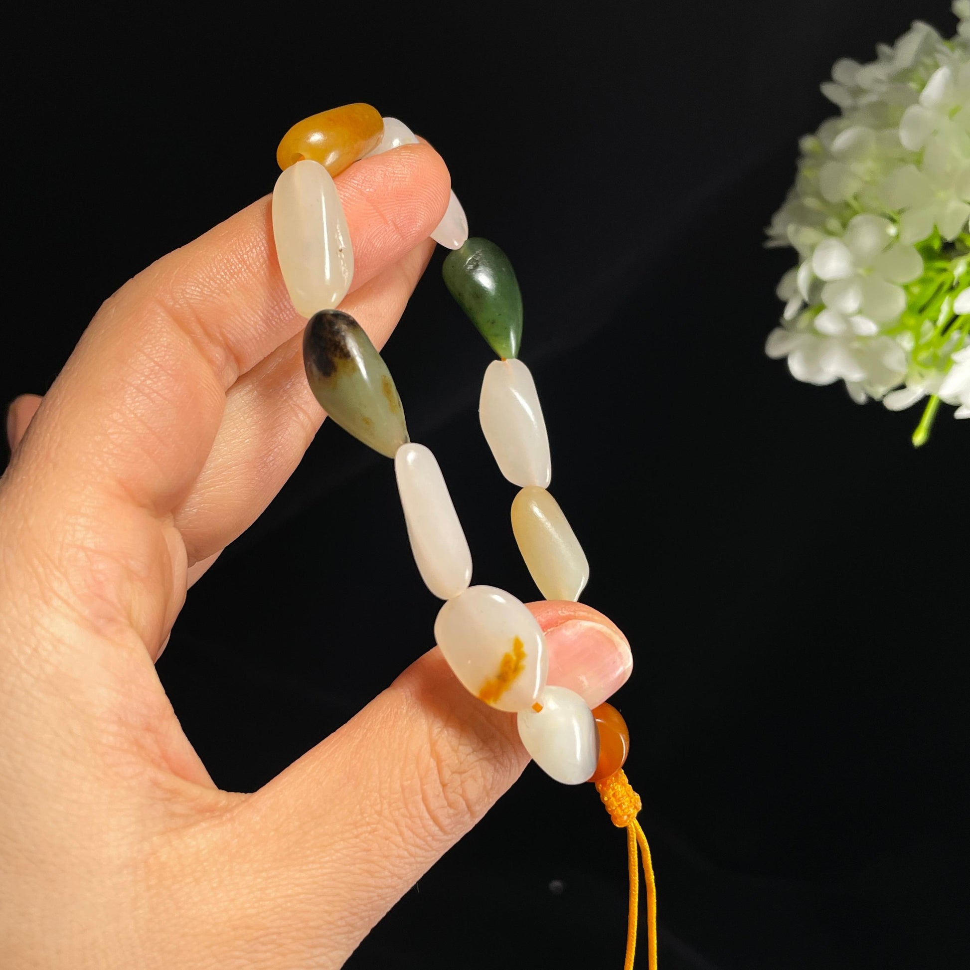 新疆天然和田玉多宝原籽手串（yc355828）