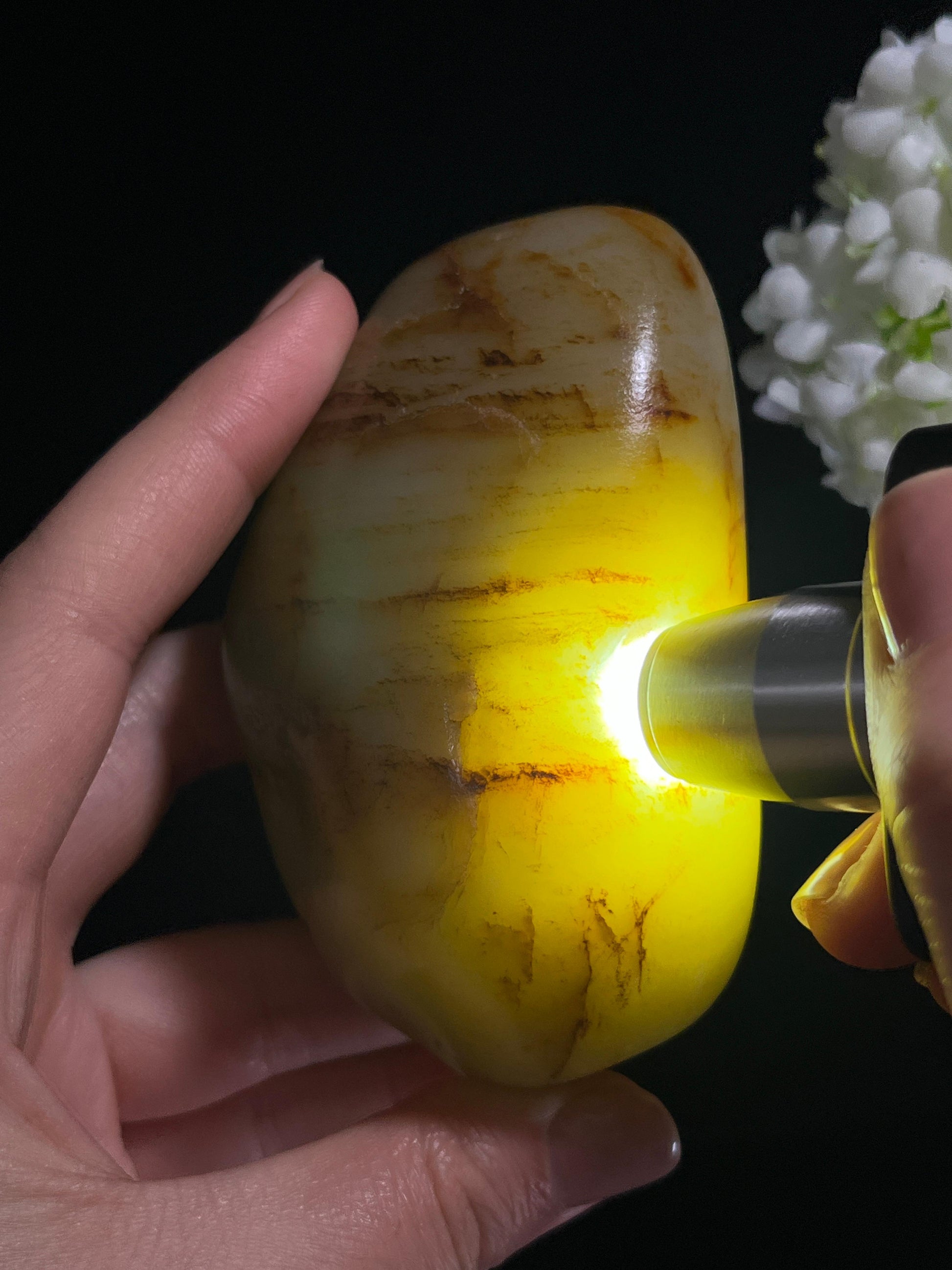 和田玉白玉洒金皮“大漠烟云”籽料原石（yc278551）