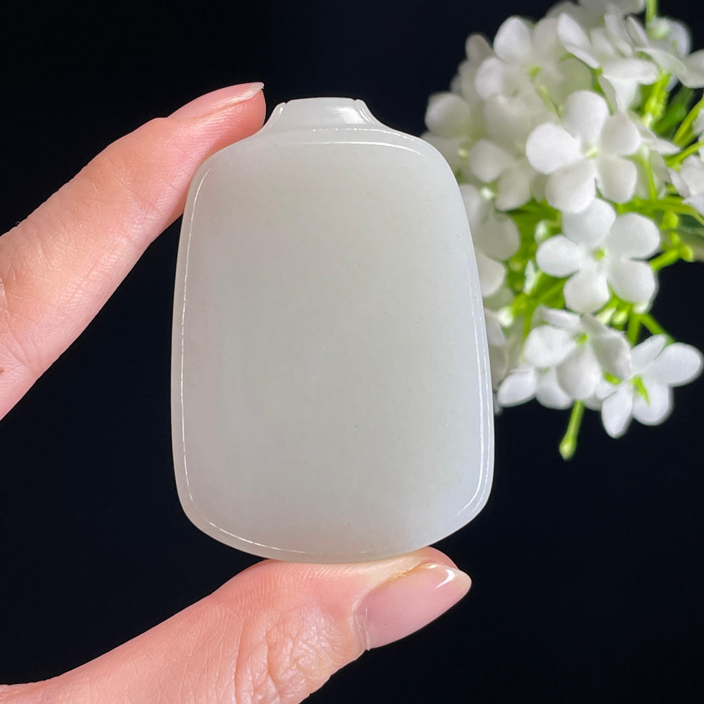 和田玉籽料白玉“润形素安无事牌” （留皮）（yc325528）