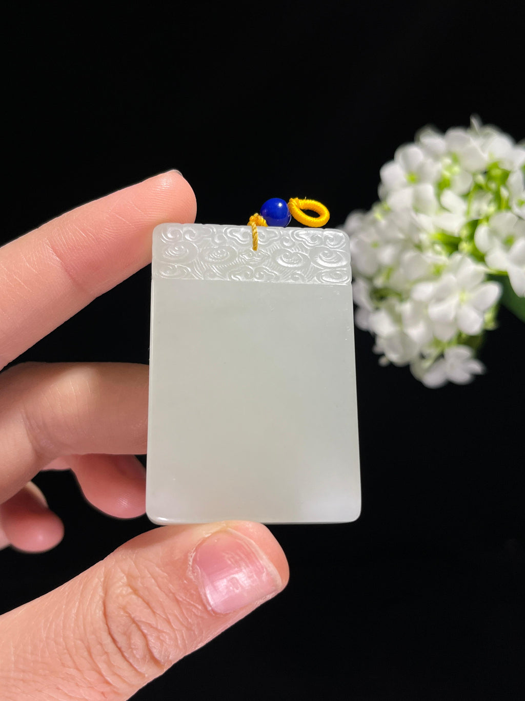 和田玉白玉 “云纹静雅” 平安无事牌（yc259157）