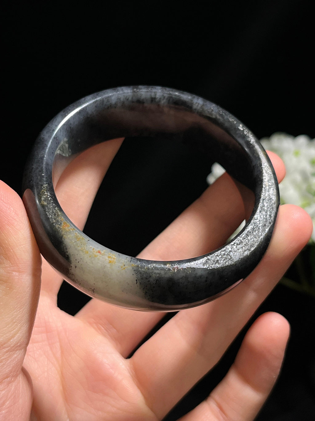 和田玉青花籽料带皮手镯（卡56）（yc254776）