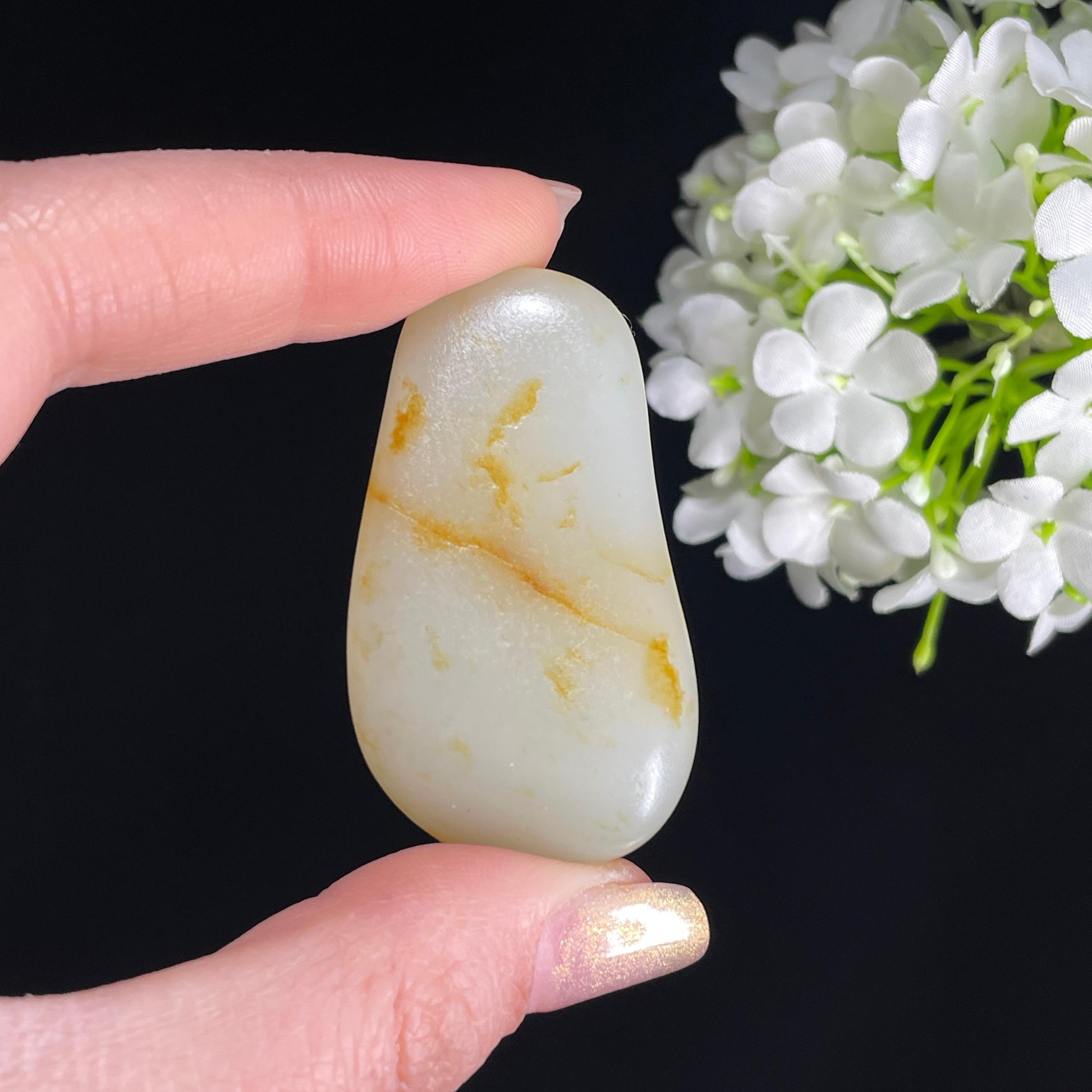 和田玉白玉“金缕系风”洒金皮籽料（yc363697）