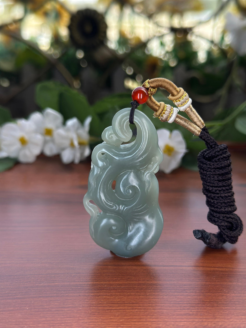 和田玉且末蓝灵芝如意挂件（yc708887）