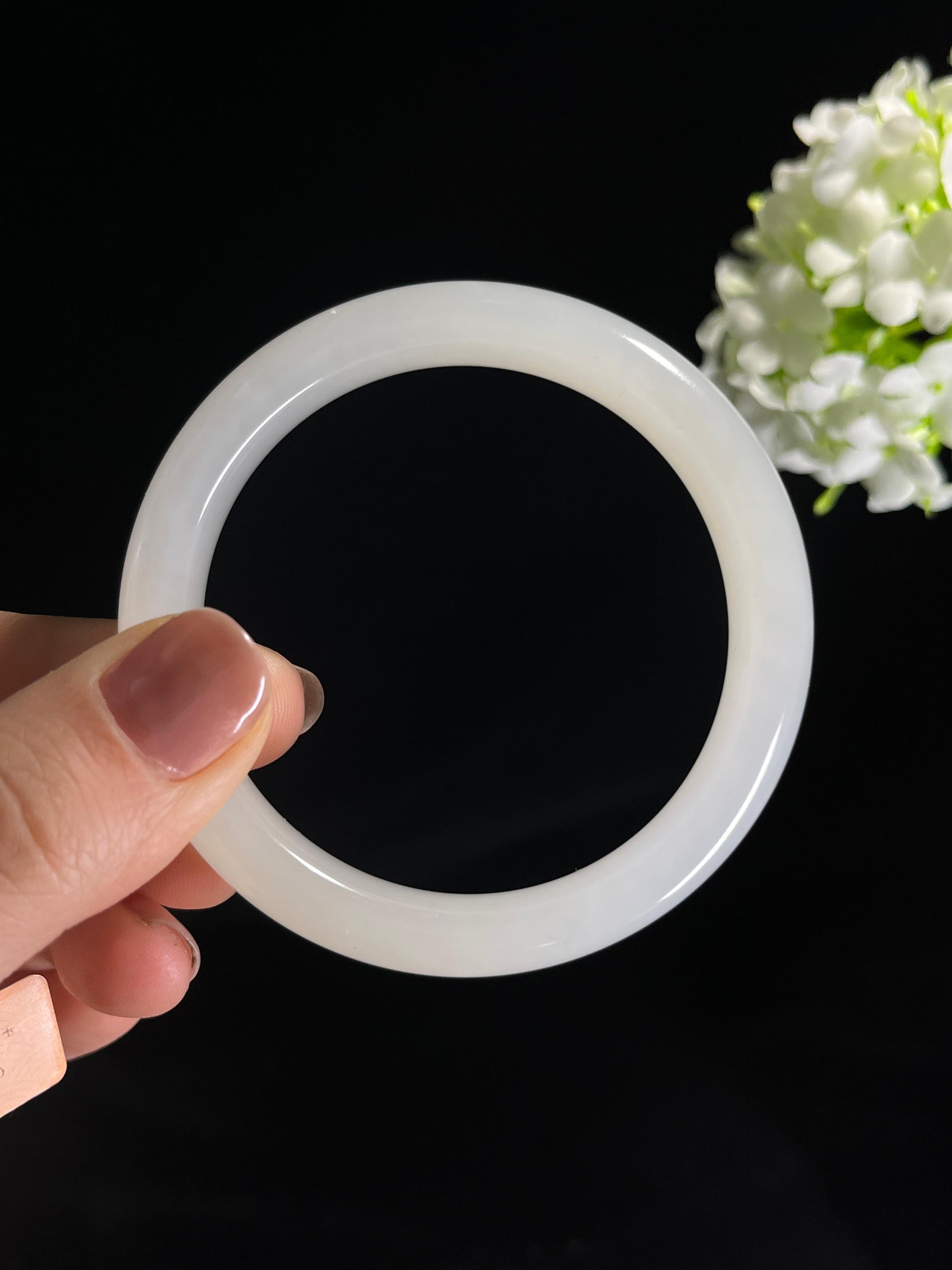 新疆天然和田玉“云落腕”白玉手镯(卡57）（yc277871）