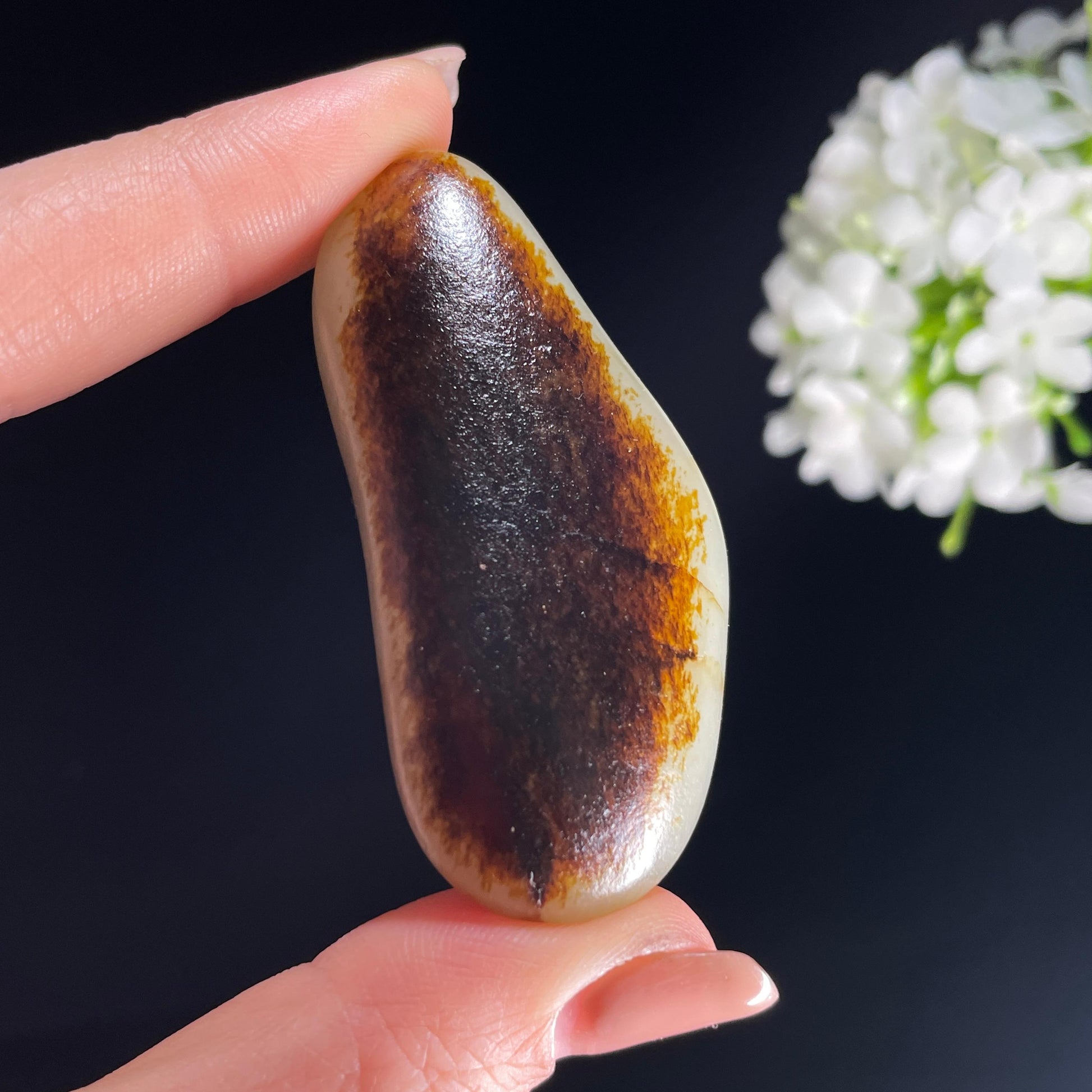 2026.4.9广告流，和田玉白玉“远江黛影”秋梨皮聚黑皮籽料（yc386251）