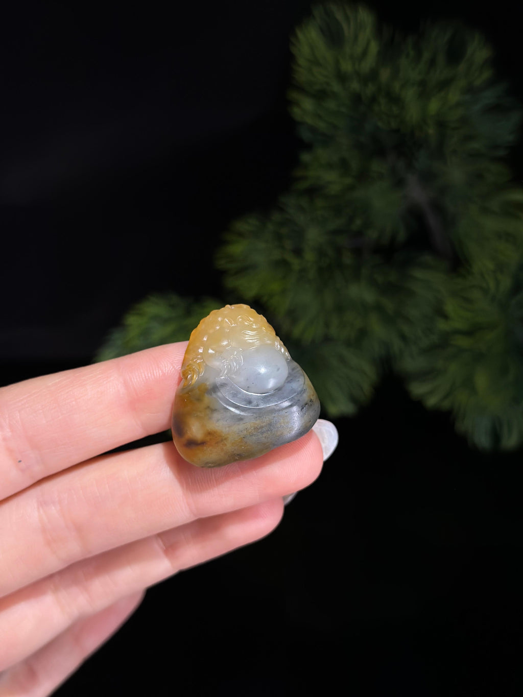 新疆和田玉青花洒金皮金蟾挂件（yc492362）