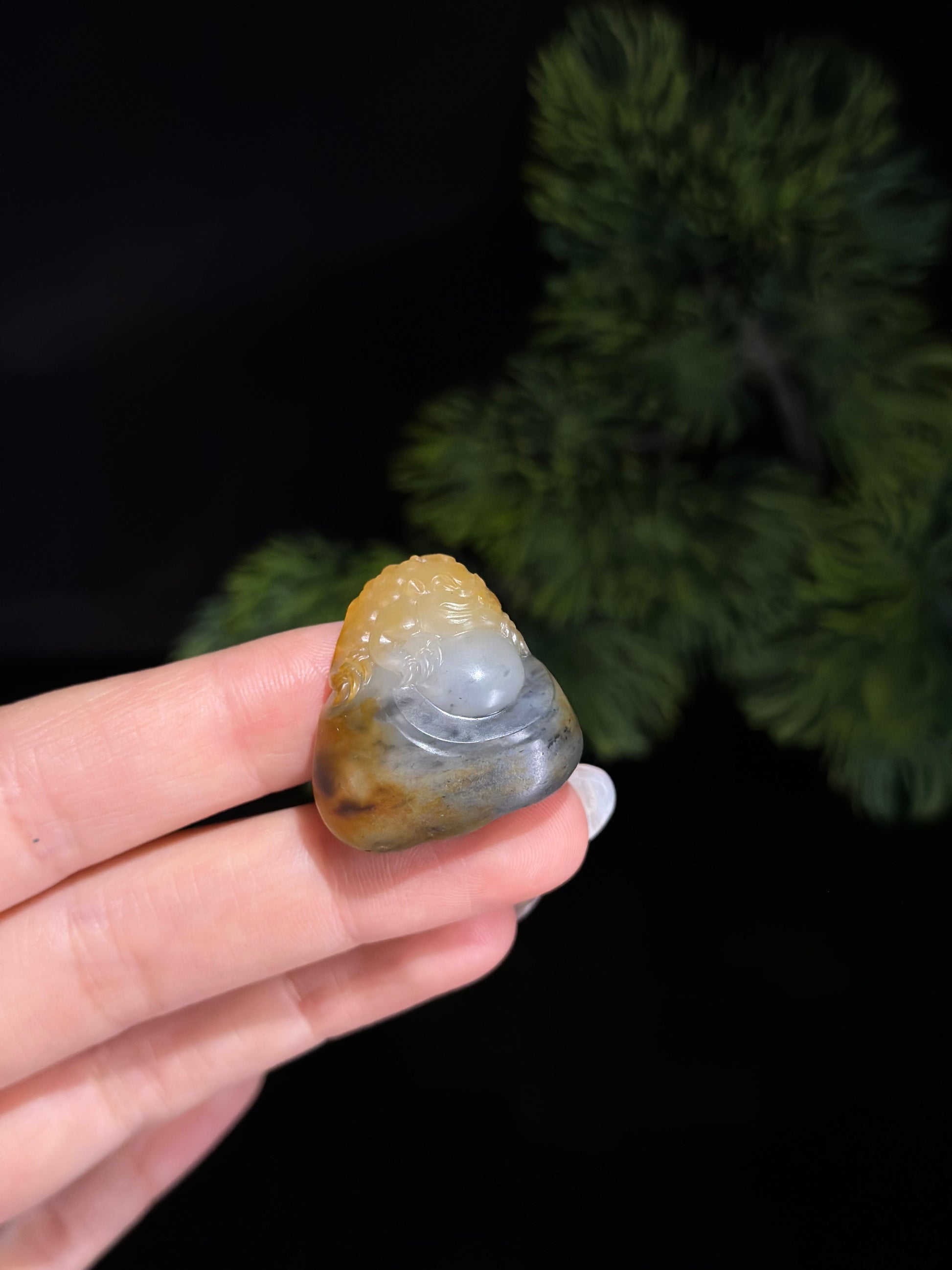 新疆和田玉青花洒金皮金蟾挂件（yc492362）