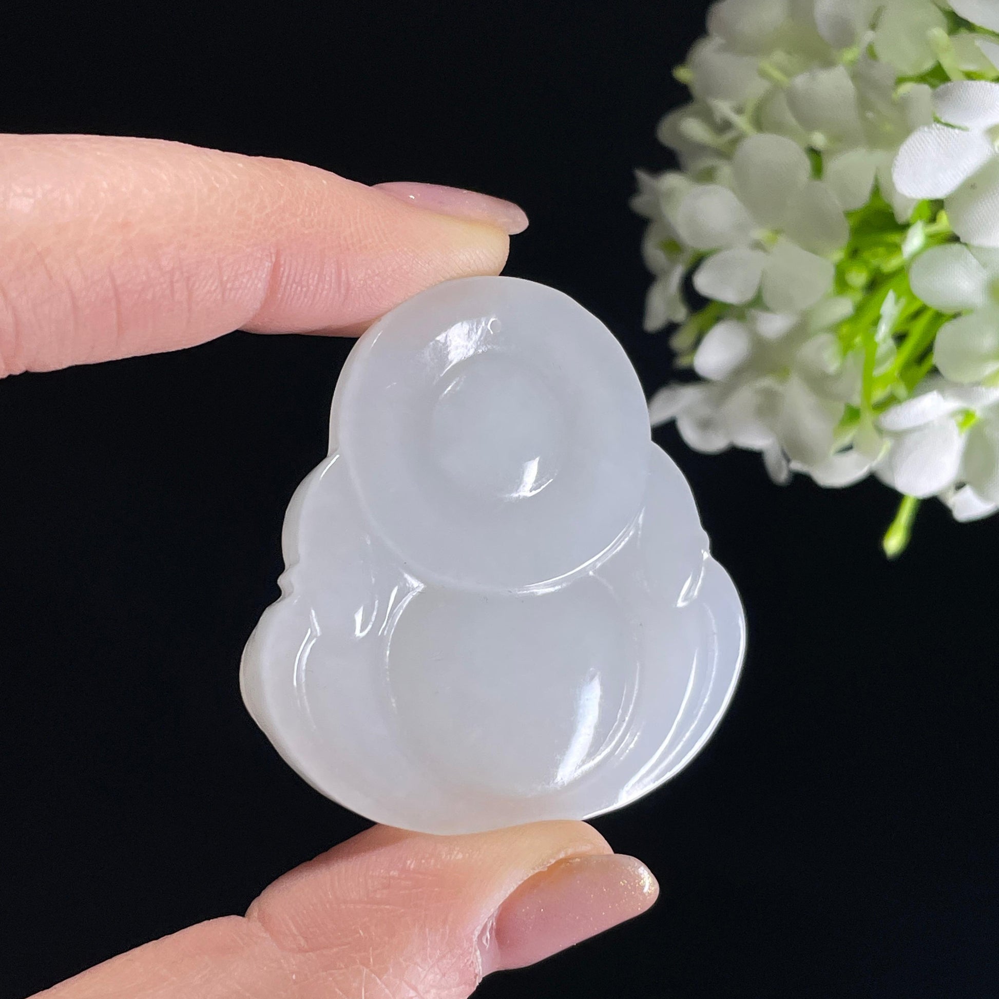 新疆天然和田玉白玉弥勒佛雕刻挂件（yc342021）