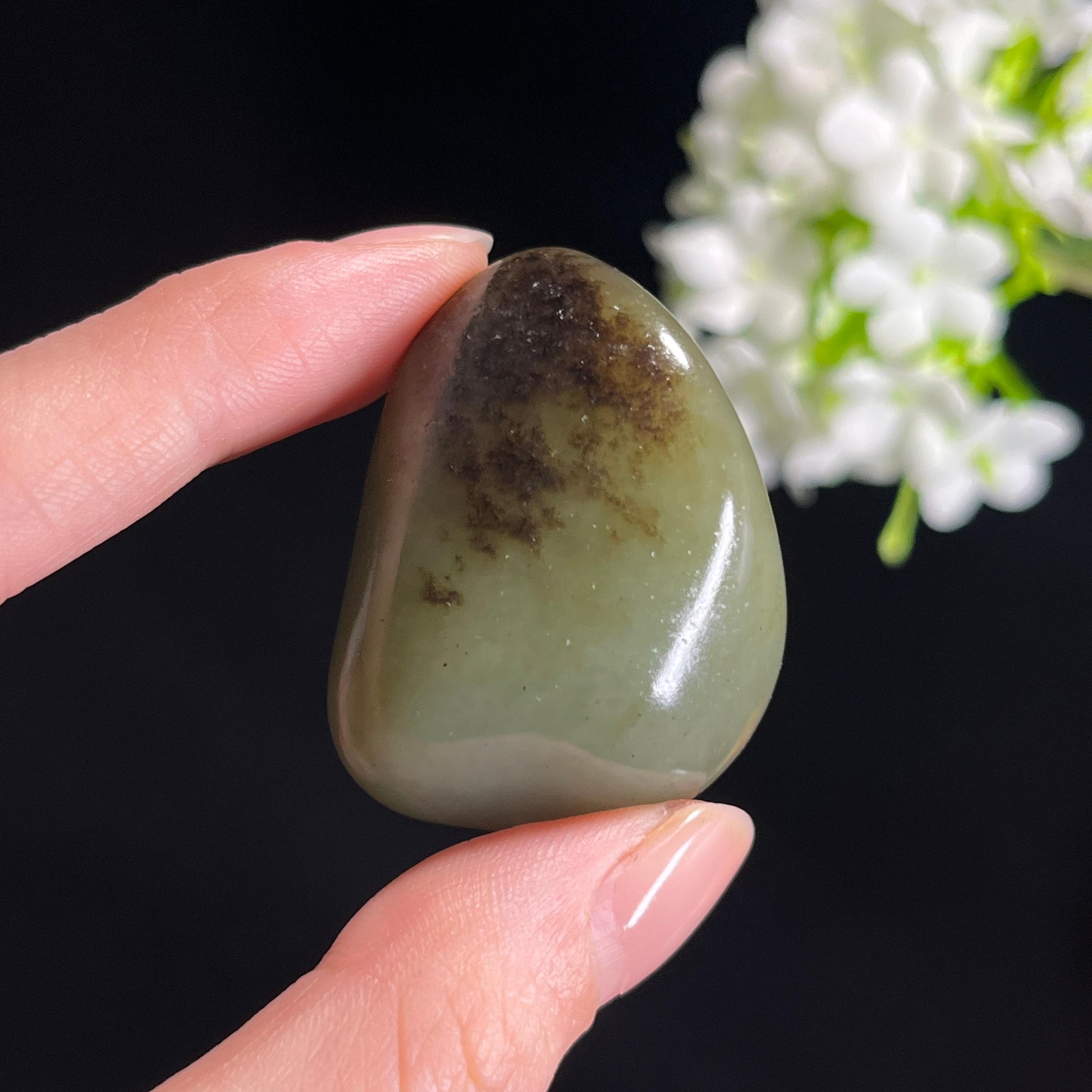 和田玉青白种“黛山泼墨”秋梨皮籽料（yc329355）