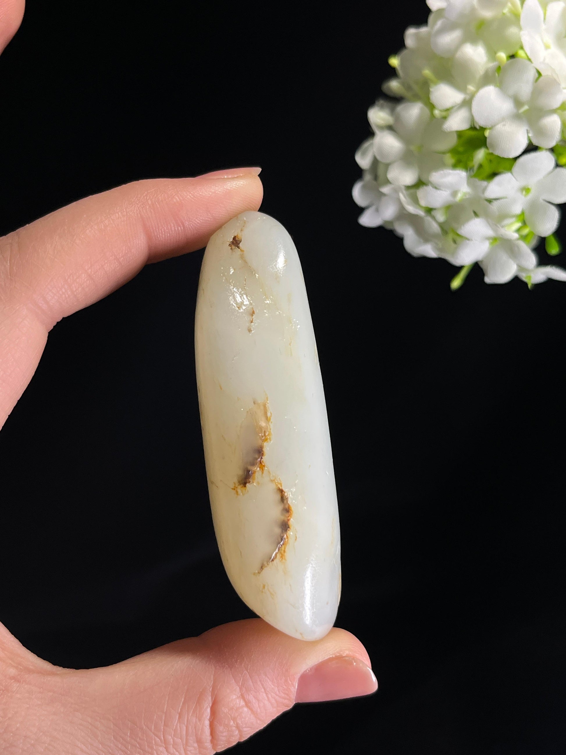 新疆天然和田玉白玉“月魄凝痕”籽料原石（yc277028）